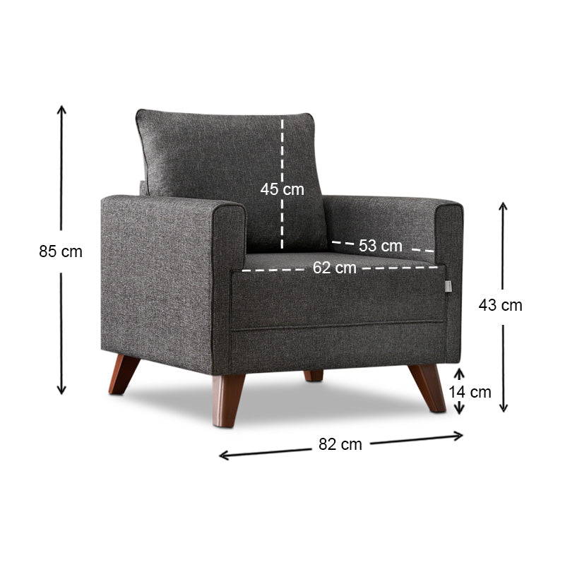 Πολυθρόνα Bella  υφασμάτινη χρώμα ανθρακί 82x81x85εκ. - Pakobazaar