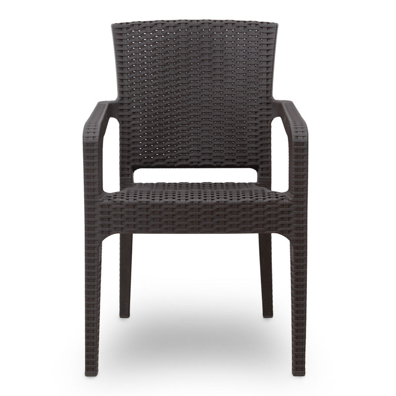 Σετ τραπεζαρία κήπου Callan  5τμχ πολυπροπυλενίου τραπέζι 140x80 - πολυθρόνα recycled χρώμα καφέ S_GP046-0003,1+GP046-0001,2x4