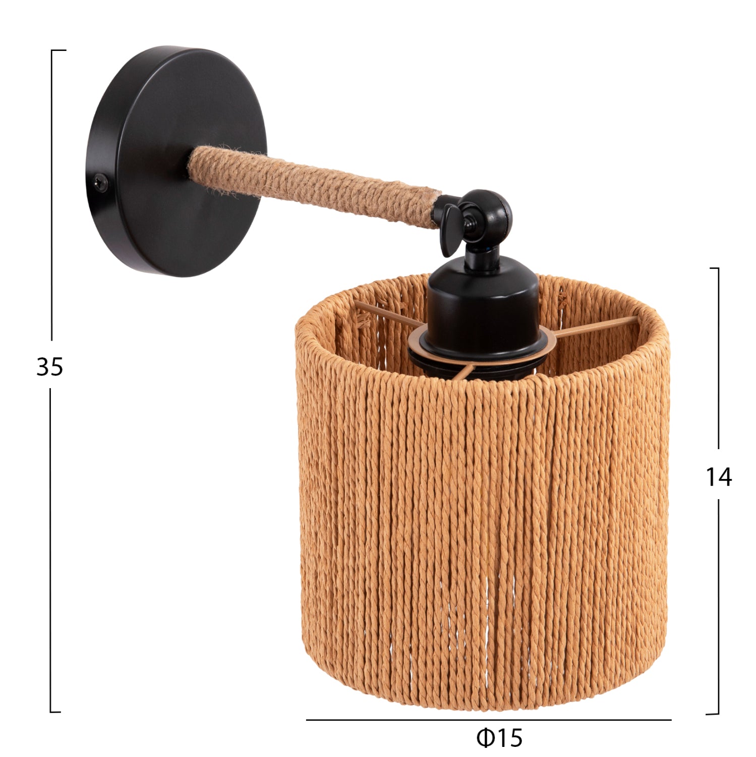 ΑΠΛΙΚΑ ΤΟΙΧΟΥ LANT HM4476 ΜΕΤΑΛΛΙΚΗ ΒΑΣΗ-ΣΧΟΙΝΙ- [Ε27] 15x15x35-23Υεκ. - Pakobazaar