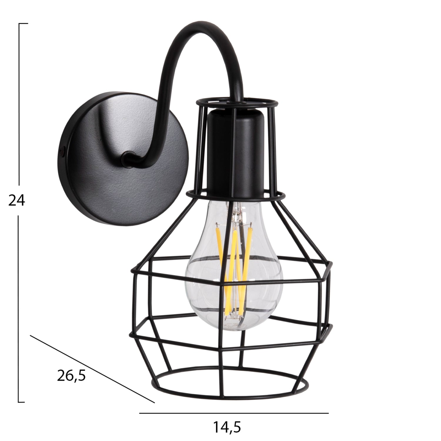 ΑΠΛΙΚΑ ΤΟΙΧΟΥ MILID2 HM4479 ΜΕΤΑΛΛΟ ΣΕ ΜΑΥΡΟ 14,5x26,5x24Υεκ. - Pakobazaar