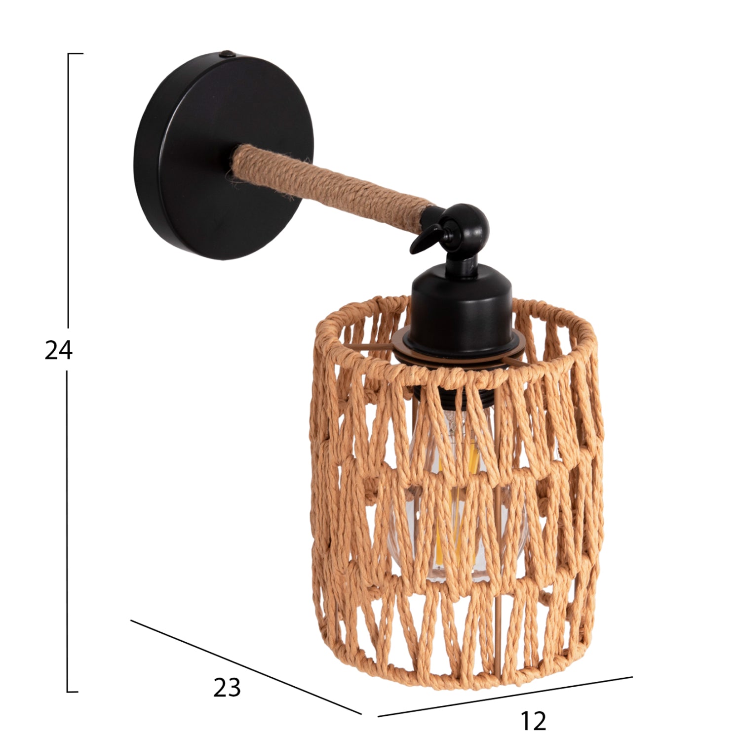 ΑΠΛΙΚΑ ΤΟΙΧΟΥ STOLT2 HM4484 ΜΕΤΑΛΛΙΚΗ ΒΑΣΗ-ΣΧΟΙΝΙ- [Ε27] 12x23x24Υεκ. - Pakobazaar