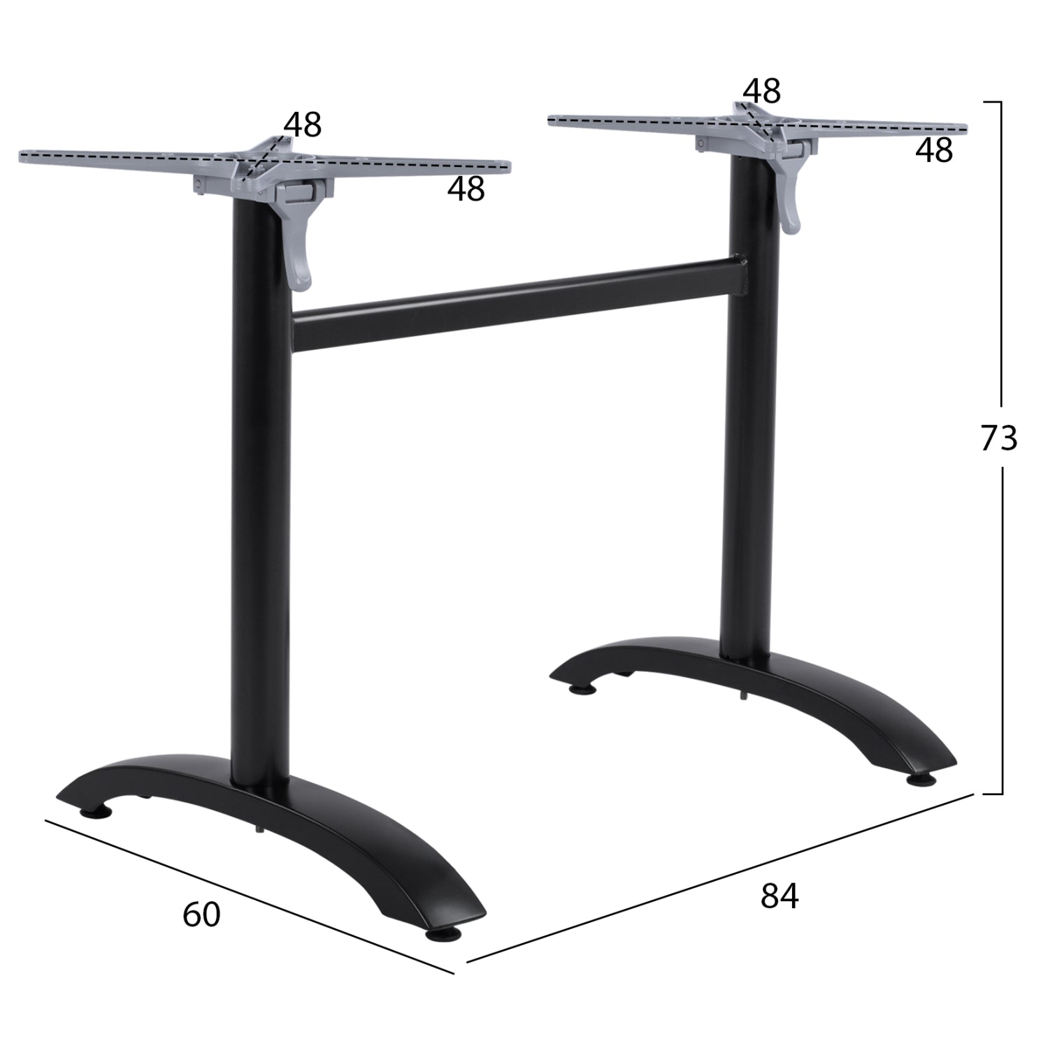 ΒΑΣΗ ΑΛΟΥΜΙΝΙΟΥ ΔΙΣΤΗΛΗ HM468.01 ΜΑΥΡΟ ΜΑΤ 78X59,5X73Υ εκ. - Pakobazaar