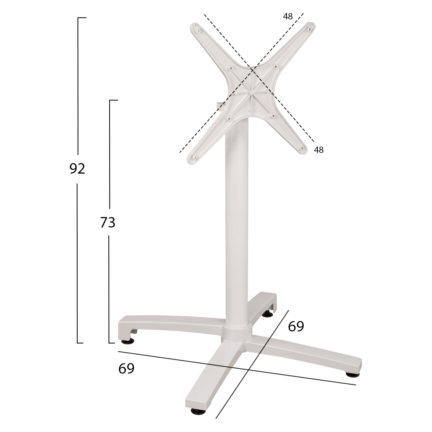 ΒΑΣΗ ΑΛΟΥΜΙΝΙΟΥ HM459.02 ΛΕΥΚΟ ΜΑΤ 69Χ69Χ73Υεκ. ΜΕ ΕΠΙΦΑΝΕΙΑ 48Χ48εκ. - Pakobazaar