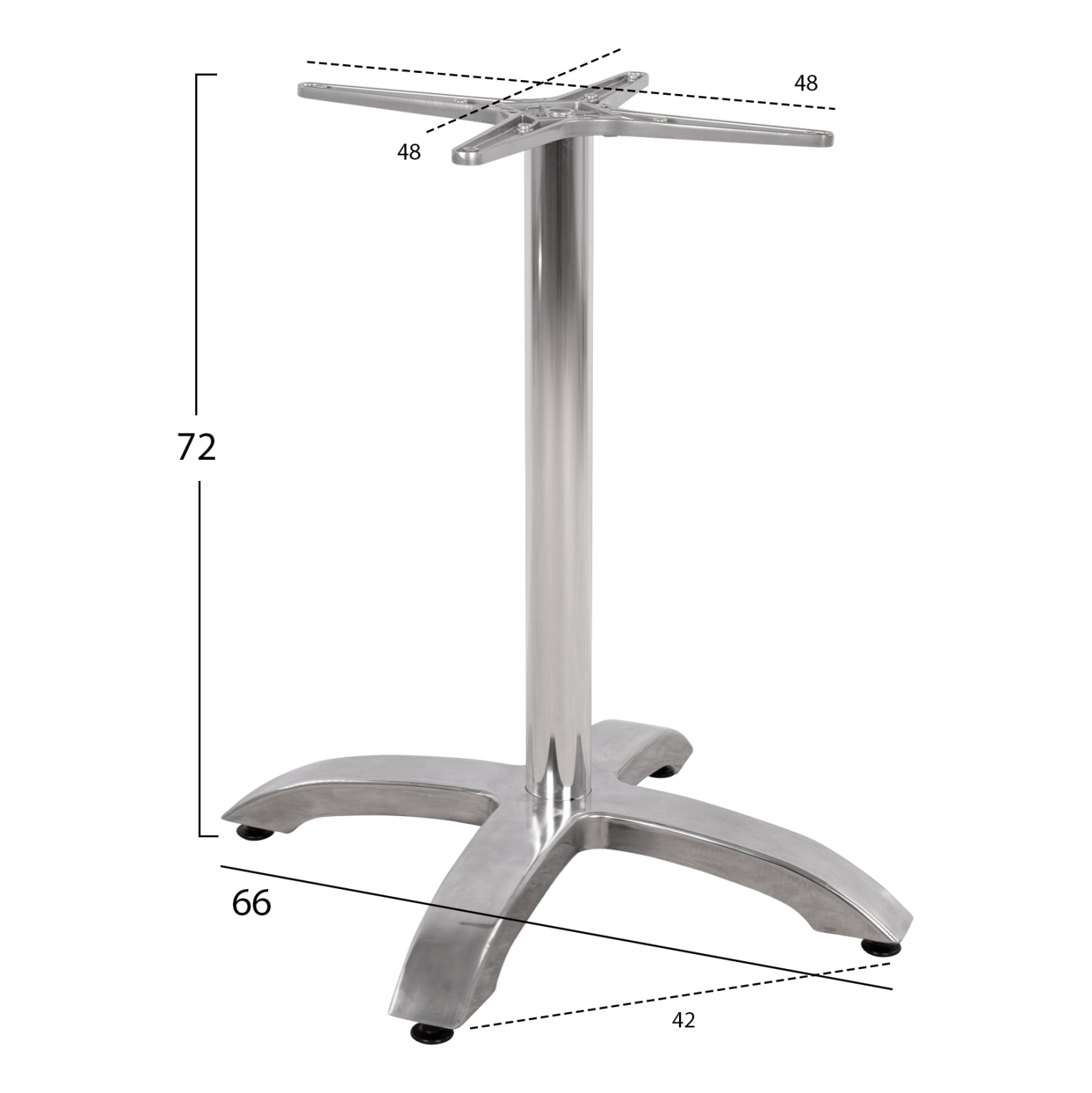 ΒΑΣΗ ΑΛΟΥΜΙΝΙΟΥ HM460.03 ΧΡΩΜΙΟΥ 66Χ66Χ72Υεκ. ΜΕ ΣΤΑΥΡΟ 48Χ48εκ. - Pakobazaar
