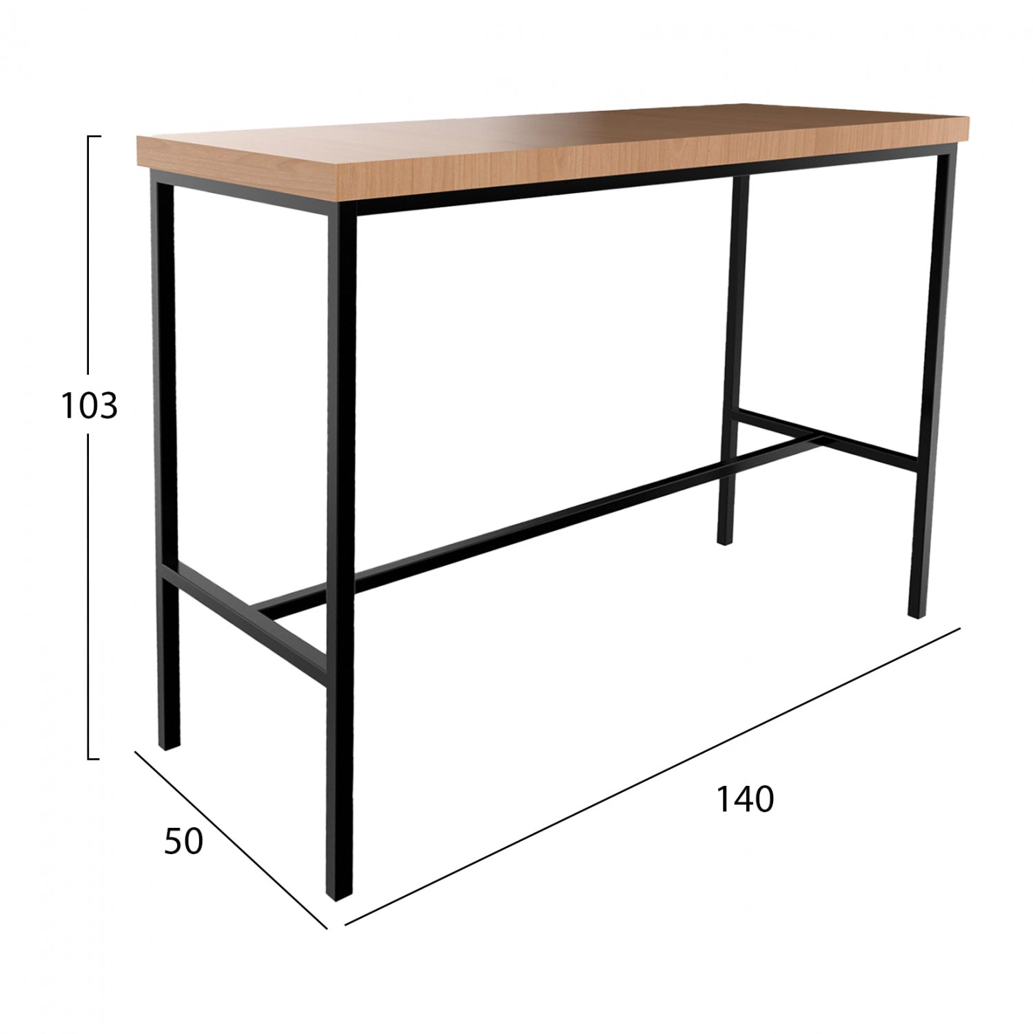 ΒΑΣΗ ΜΠΑΡ ΜΕΤΑΛΛΙΚΗ ΜΑΥΡΗ ΜΑΤ TS925 ΣΧΕΔΙΟ ΕΠΙΦΑΝΕΙΑ 140x50x103 εκ. - Pakobazaar