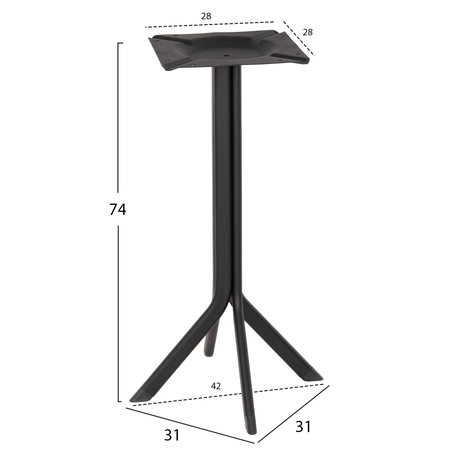 ΒΑΣΗ ΤΡΑΠΕΖΙΟΥ ΜΑΥΡΗ ΜΕΤΑΛΛΙΚΗ ΗΜ5919 31x31x74Y εκ. - Pakobazaar