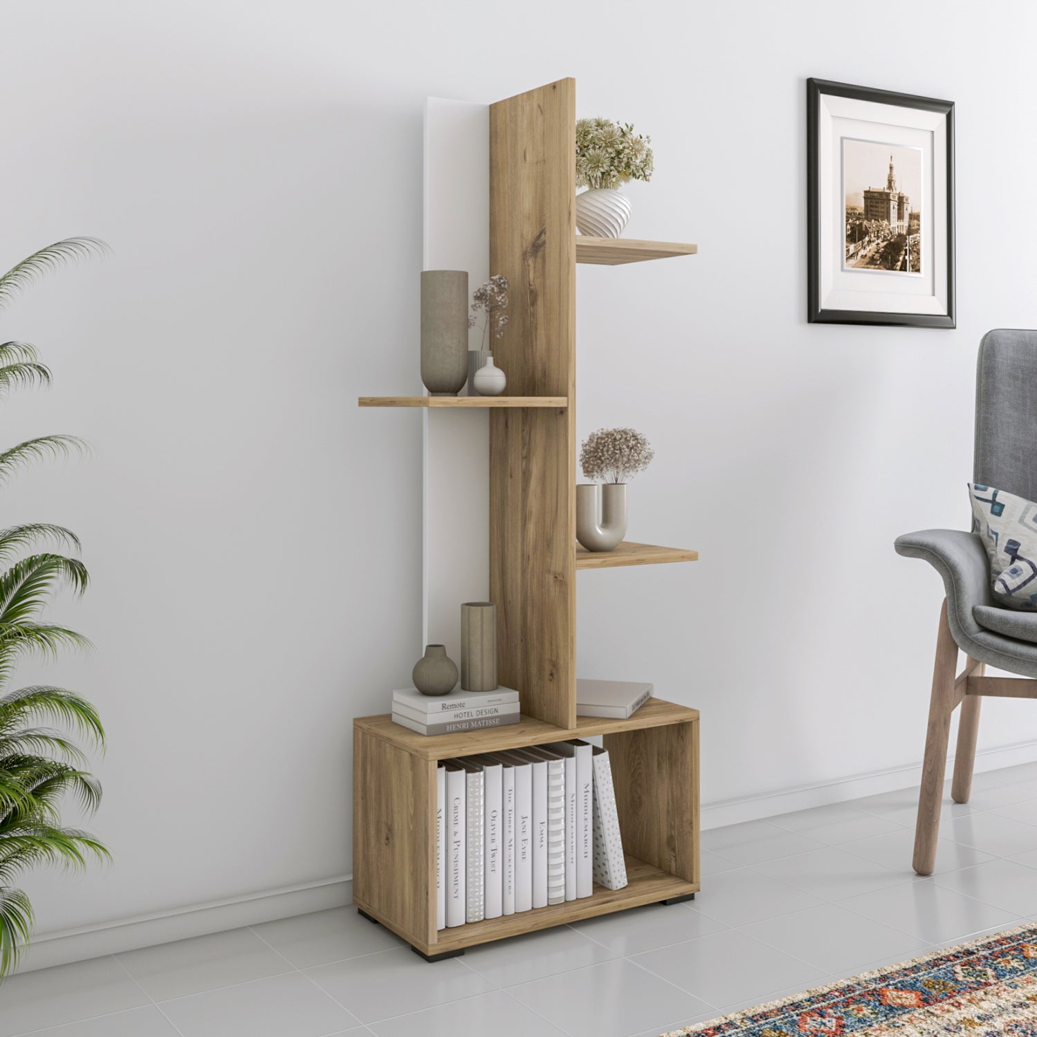 ΒΙΒΛΙΟΘΗΚΗ TRIVIO HM18195.03 ΜΕΛΑΜΙΝΗ ΣΕ ΛΕΥΚΟ-ATLANTIS GREEN 50x25x127Υεκ. - Pakobazaar