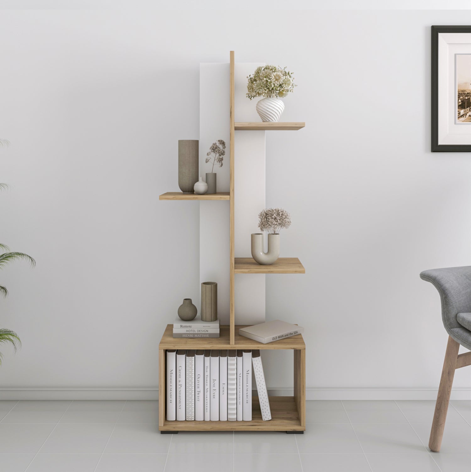 ΒΙΒΛΙΟΘΗΚΗ TRIVIO HM18195.03 ΜΕΛΑΜΙΝΗ ΣΕ ΛΕΥΚΟ-ATLANTIS GREEN 50x25x127Υεκ. - Pakobazaar