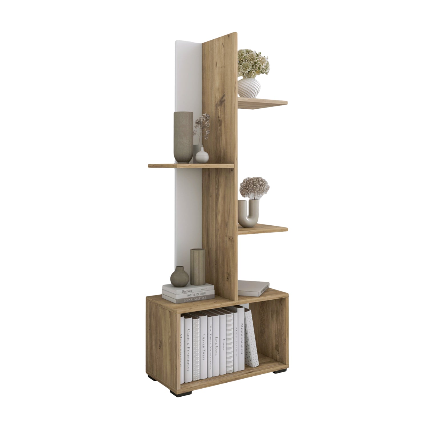 ΒΙΒΛΙΟΘΗΚΗ TRIVIO HM18195.03 ΜΕΛΑΜΙΝΗ ΣΕ ΛΕΥΚΟ-ATLANTIS GREEN 50x25x127Υεκ. - Pakobazaar