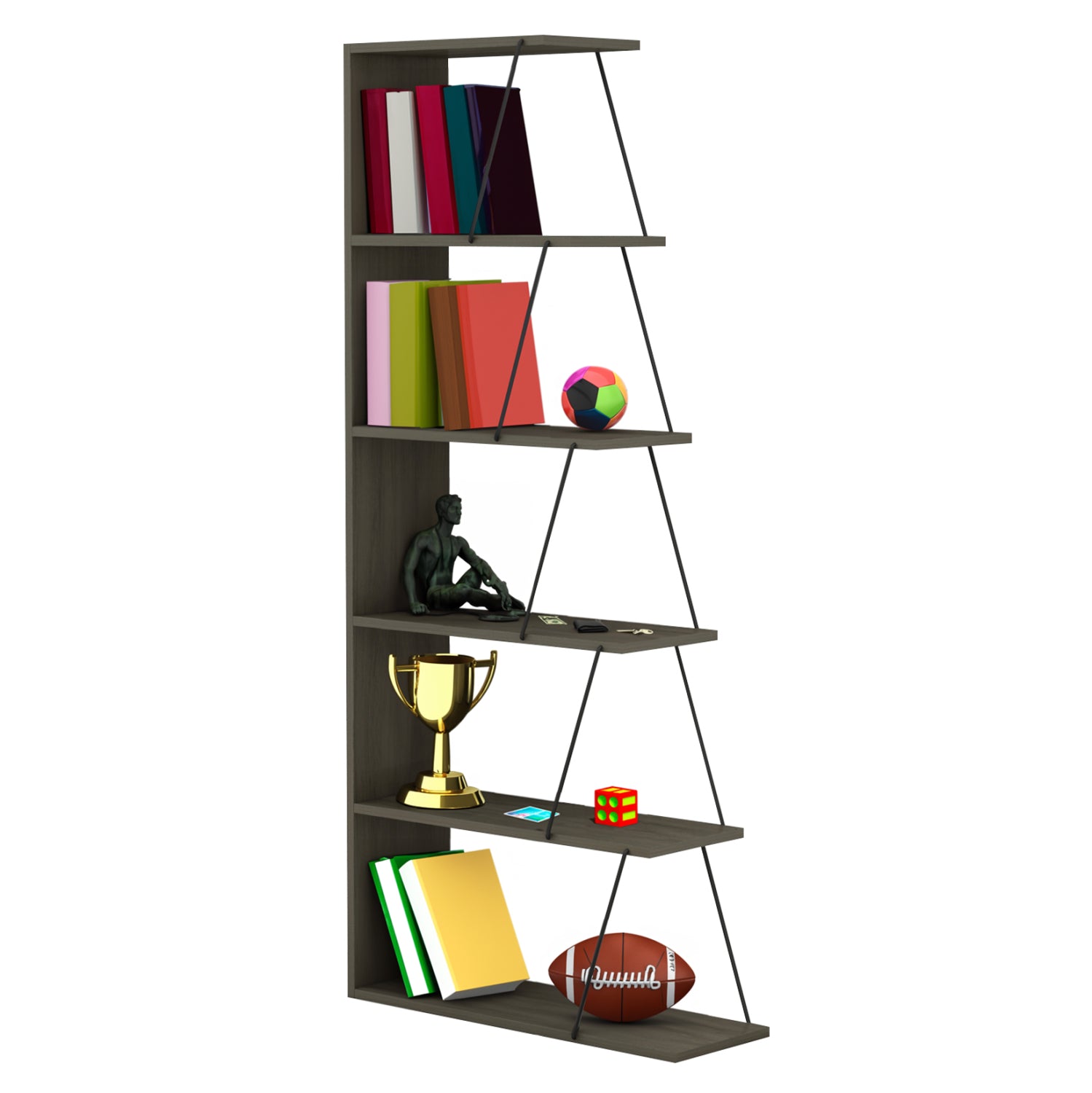 ΒΙΒΛΙΟΘΗΚΗ ΜΙΝΙ TARS HM2241.13 OLIVE GREY ME ΜΑΥΡΕΣ ΒΕΡΓΕΣ 65x22-24x146Υεκ. - Pakobazaar