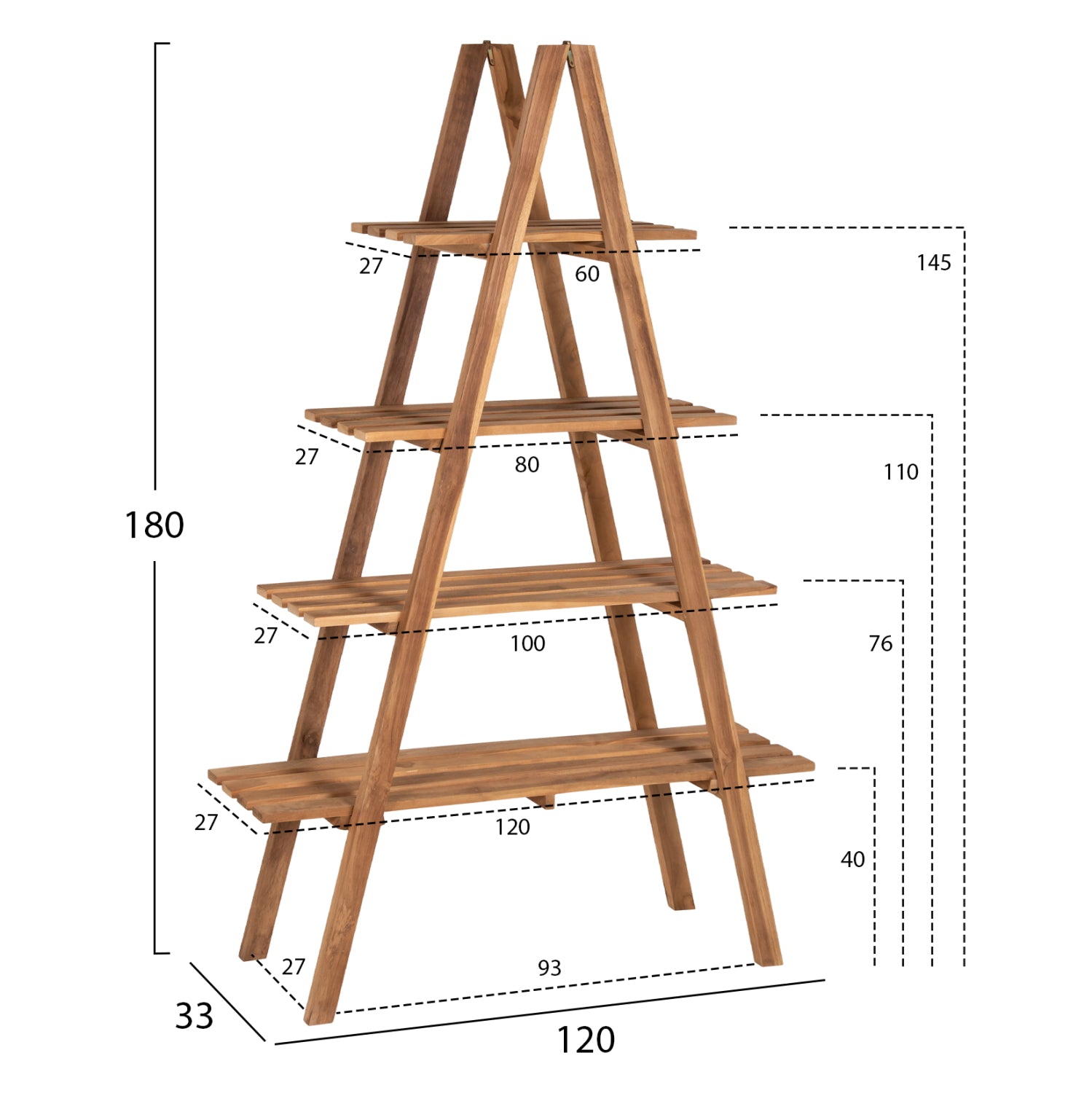 ΒΙΒΛΙΟΘΗΚΗ STAM HM7895 TEAK ΞΥΛΟ ΣΕ ΦΥΣΙΚΟ ΧΡΩΜΑ 120x33x180Y εκ. - Pakobazaar
