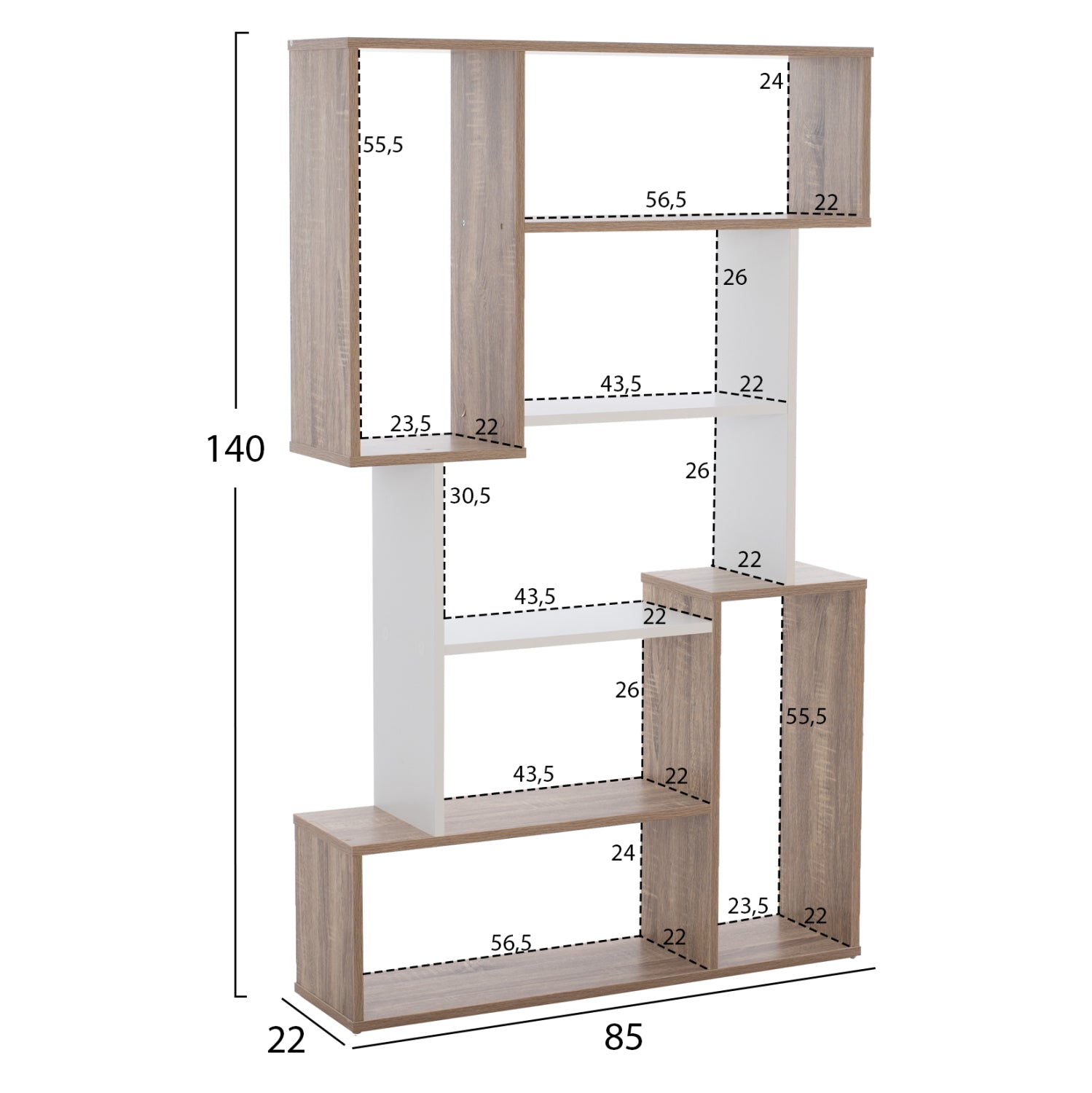 ΒΙΒΛΙΟΘΗΚΗ SHAY HM8768.01 85X22X140 ΛΕΥΚΟ - Pakobazaar