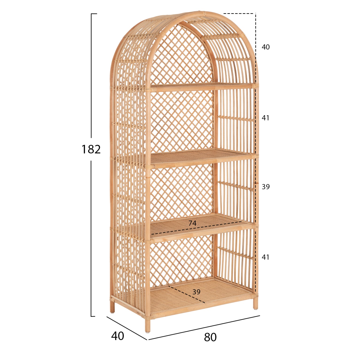 ΒΙΒΛΙΟΘΗΚΗ SIMOK HM9552 ΑΠΟ ΦΥΣΙΚΟ RATTAN ΣΕ ΦΥΣΙΚΟ ΧΡΩΜΑ 80x40x182Υεκ. - Pakobazaar
