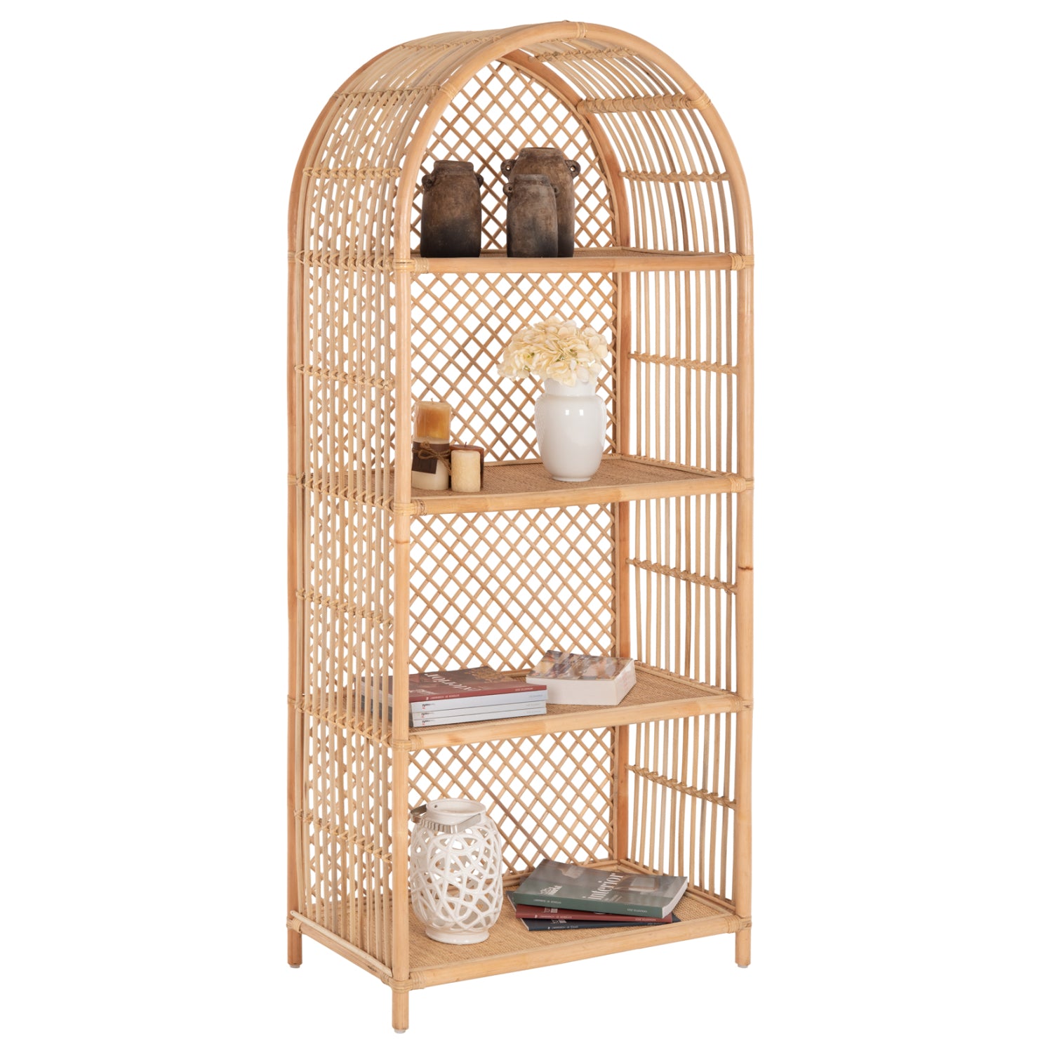 ΒΙΒΛΙΟΘΗΚΗ SIMOK HM9552 ΑΠΟ ΦΥΣΙΚΟ RATTAN ΣΕ ΦΥΣΙΚΟ ΧΡΩΜΑ 80x40x182Υεκ. - Pakobazaar