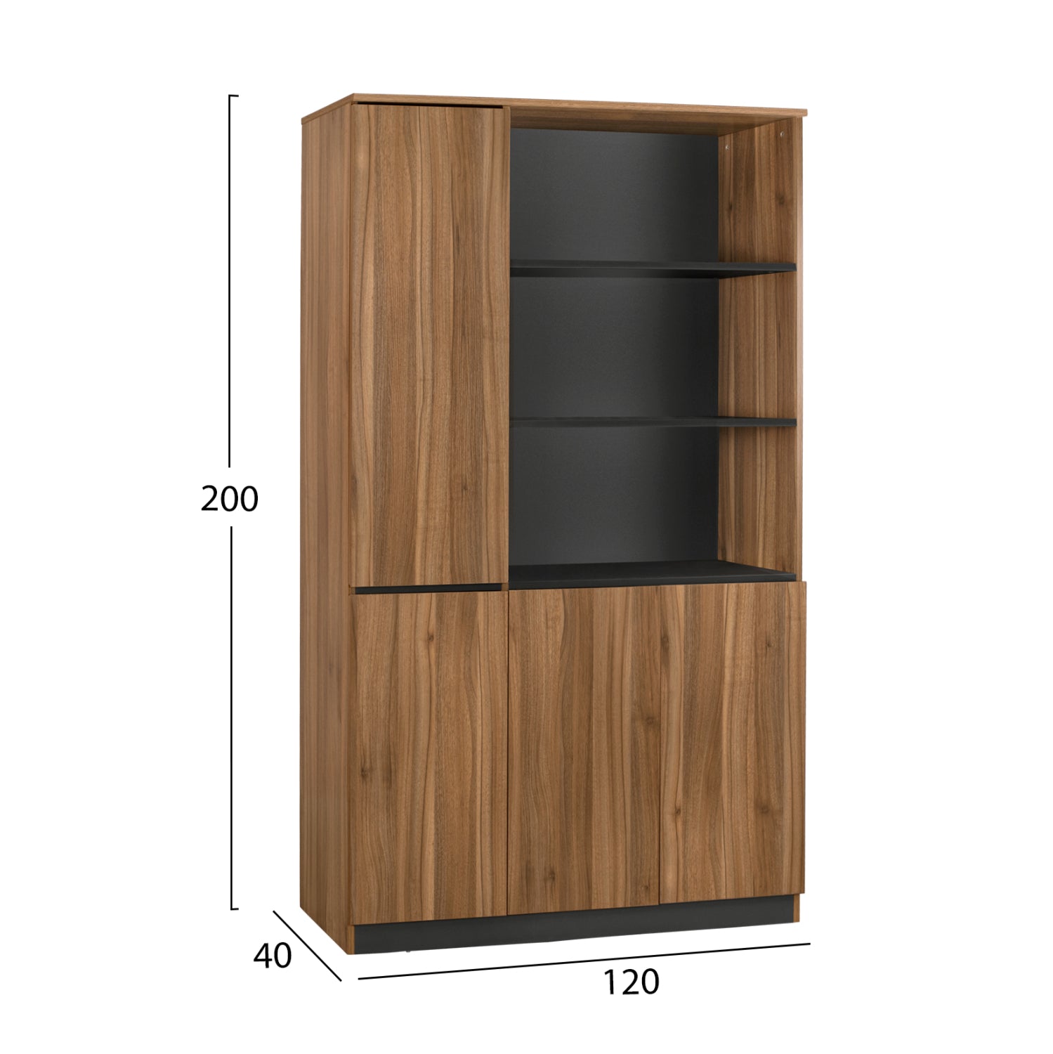 ΒΙΒΛΙΟΘΗΚΗ ΓΡΑΦΕΙΟΥ ΕΠΑΓΓΕΛΜΑΤΙΚΗ SUPREME 120Χ40Χ200 HM2353 - Pakobazaar