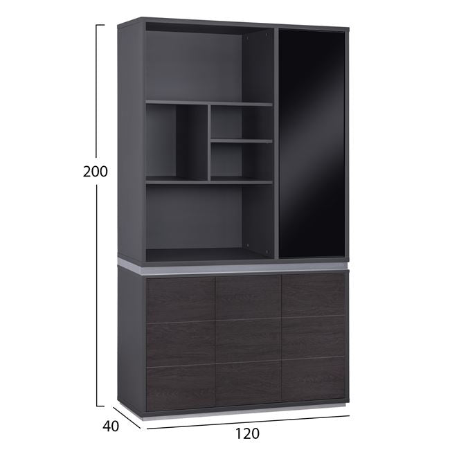 ΒΙΒΛΙΟΘΗΚΗ ΓΡΑΦΕΙΟΥ ΕΠΑΓΓΕΛΜΑΤΙΚΗ ROSEWOOD HM2091R 120Χ40Χ200Υ εκ. - Pakobazaar