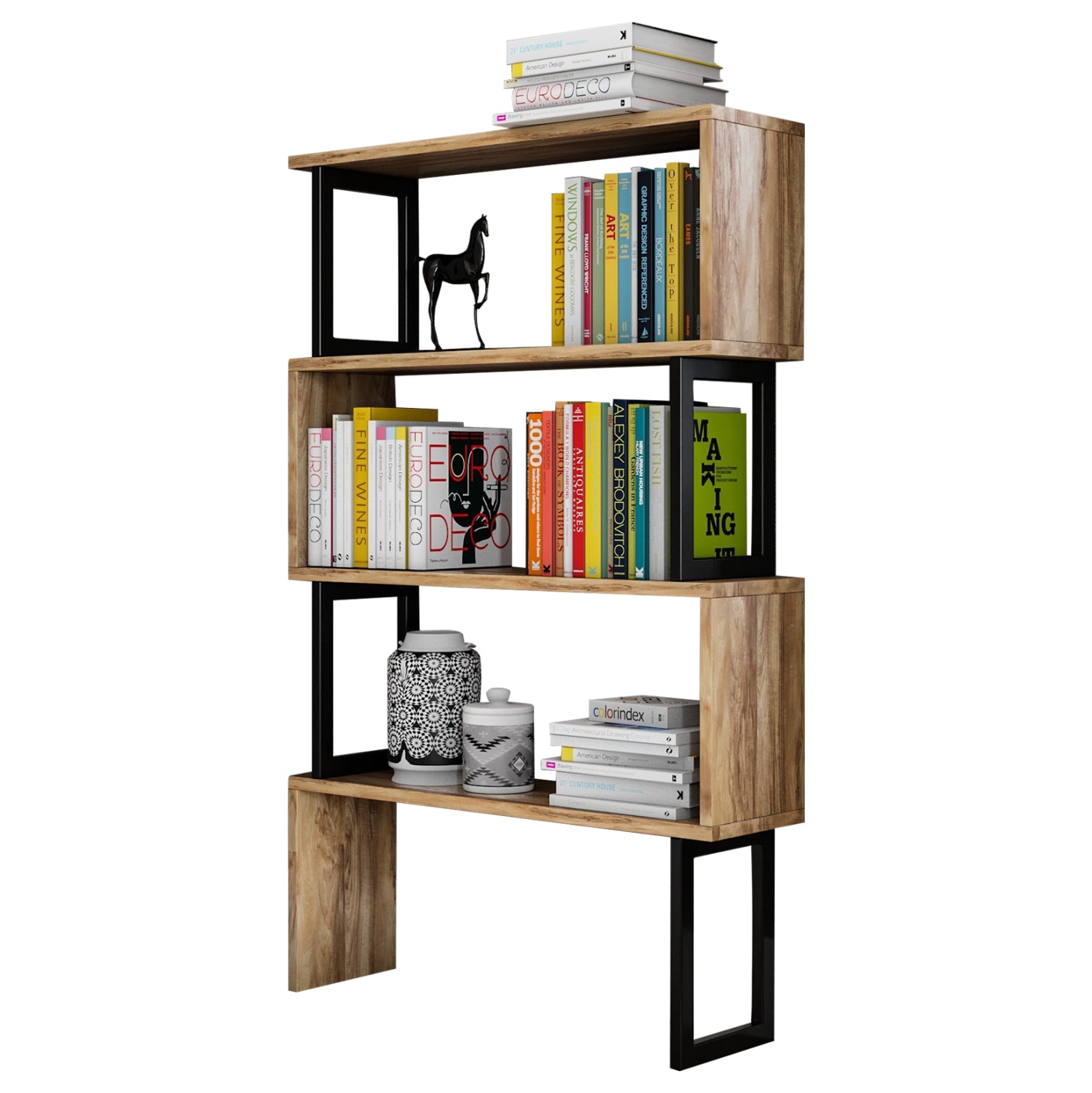 ΒΙΒΛΙΟΘΗΚΗ INGRID ΚΑΡΥΔΙ ΜΕ ΜΑΥΡΟ ΣΚΕΛΕΤΟ HM8867.01 80x22x128 εκ. - Pakobazaar