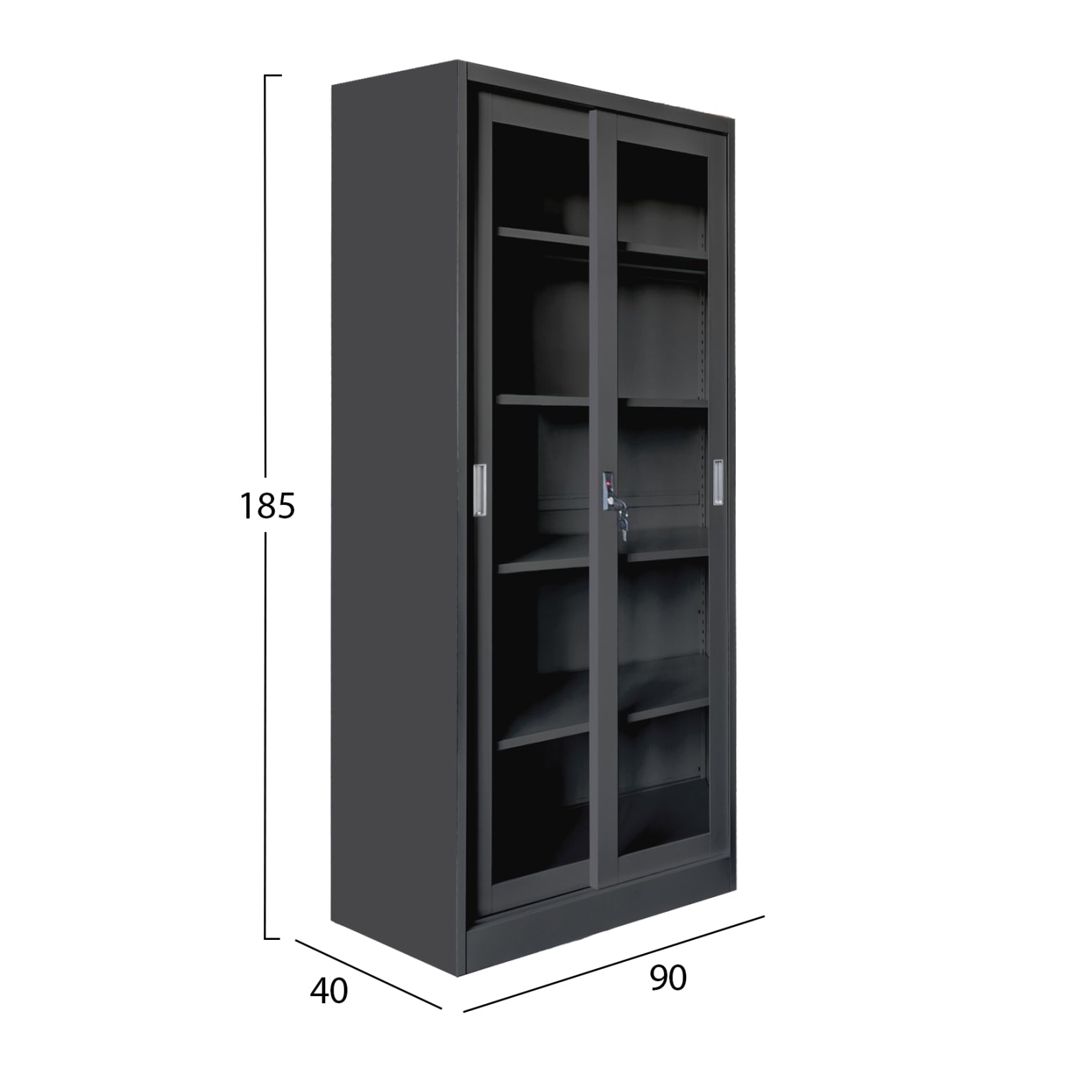ΒΙΒΛΙΟΘΗΚΗ ΜΕ ΣΥΡΟΜΕΝΕΣ ΠΟΡΤΕΣ SLINGER HM6632.01 ΜΕΤΑΛΛΙΚΗ ΜΑΥΡΗ 90x40x185Υεκ