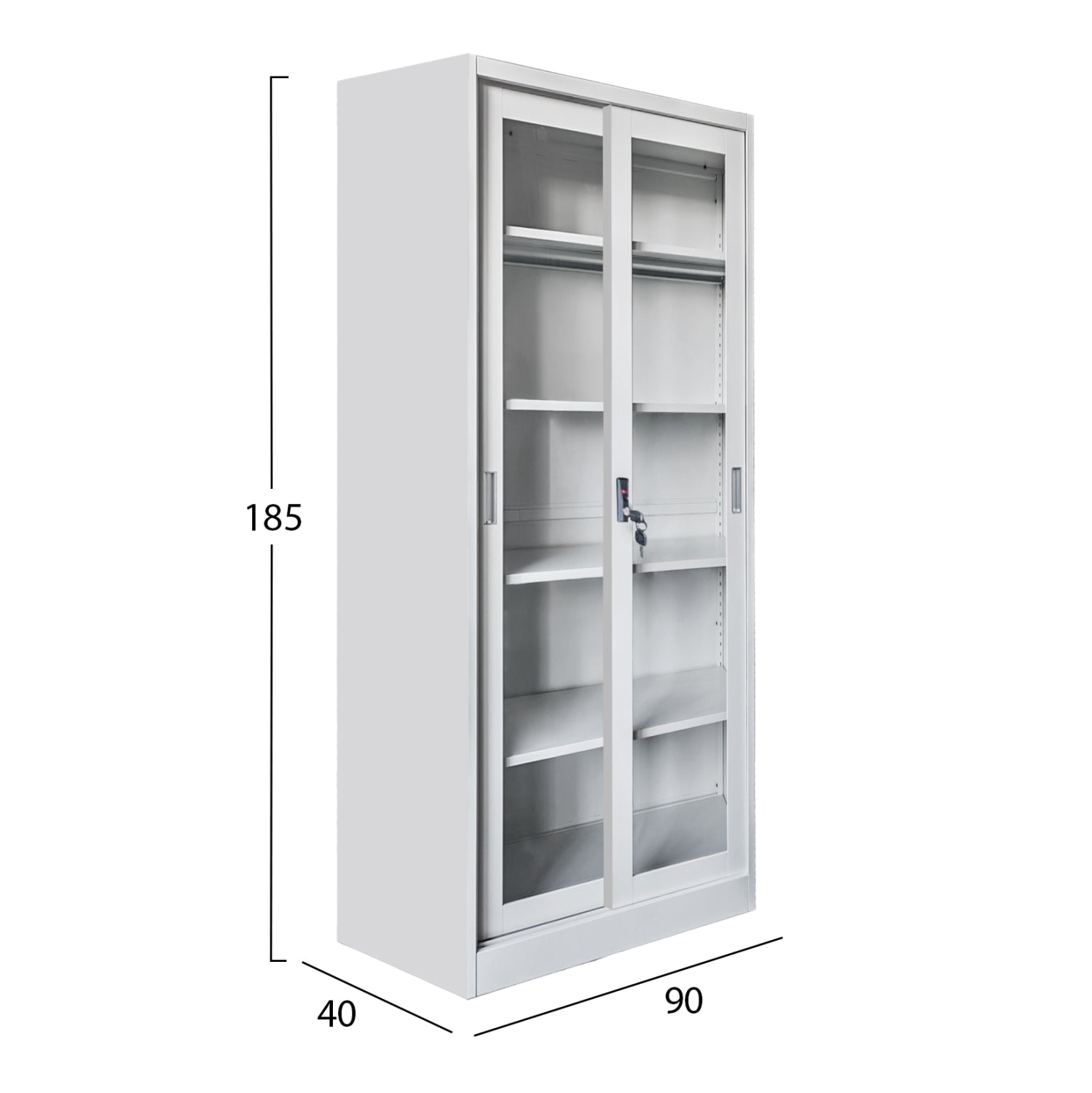 ΒΙΒΛΙΟΘΗΚΗ ΜΕ ΣΥΡΟΜΕΝΕΣ ΠΟΡΤΕΣ SLINGER HM6632.02 ΜΕΤΑΛΛΙΚΗ ΛΕΥΚΗ 90x40x185Υεκ