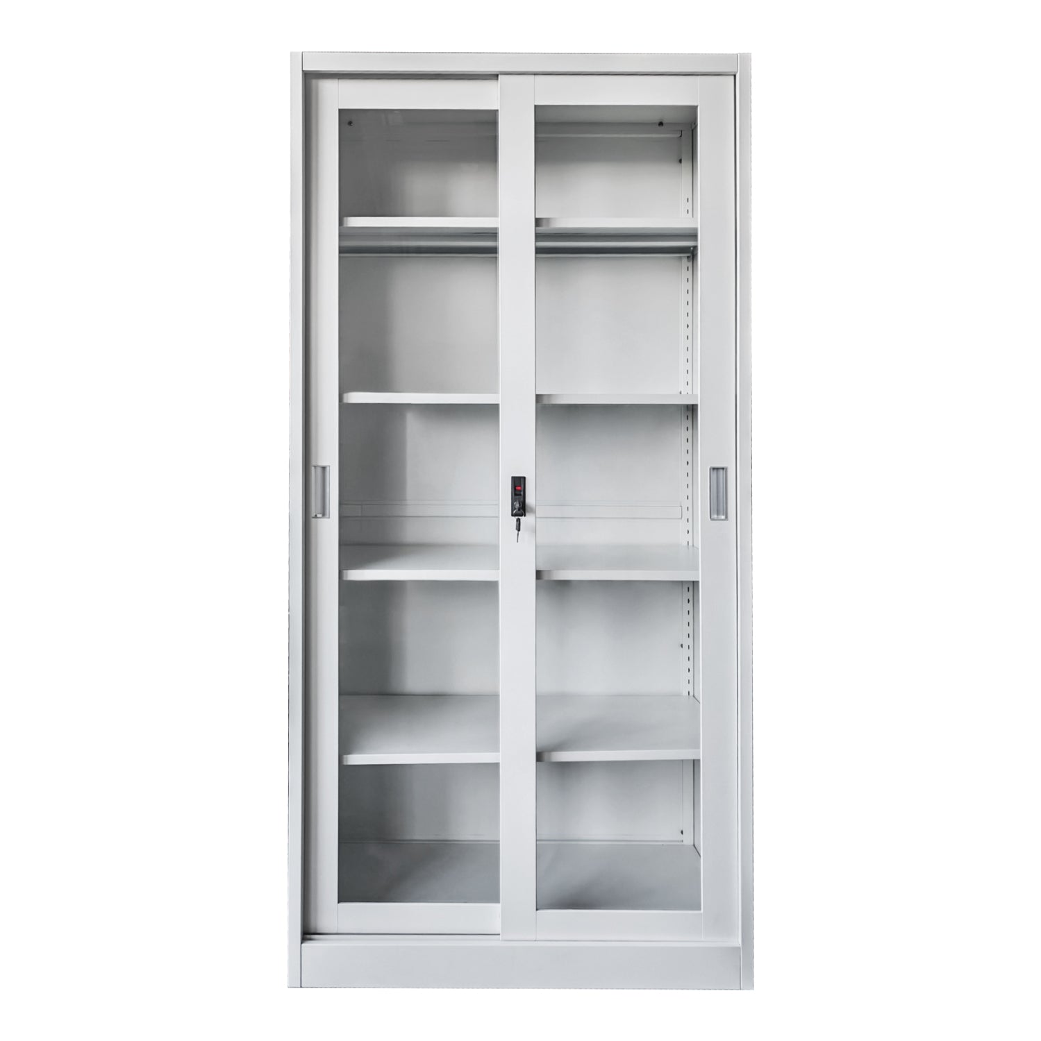 ΒΙΒΛΙΟΘΗΚΗ ΜΕ ΣΥΡΟΜΕΝΕΣ ΠΟΡΤΕΣ SLINGER HM6632.02 ΜΕΤΑΛΛΙΚΗ ΛΕΥΚΗ 90x40x185Υεκ