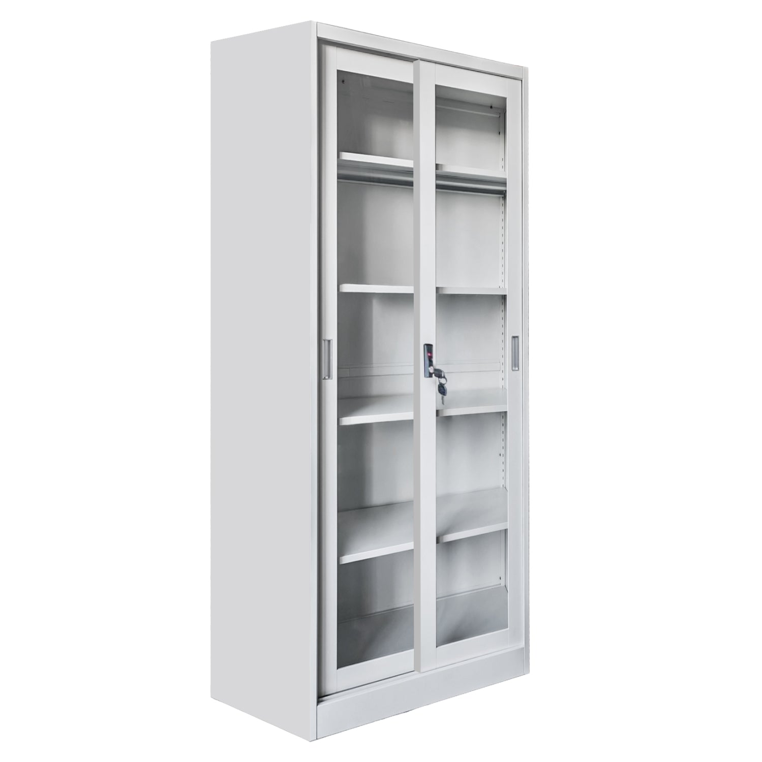 ΒΙΒΛΙΟΘΗΚΗ ΜΕ ΣΥΡΟΜΕΝΕΣ ΠΟΡΤΕΣ SLINGER HM6632.02 ΜΕΤΑΛΛΙΚΗ ΛΕΥΚΗ 90x40x185Υεκ