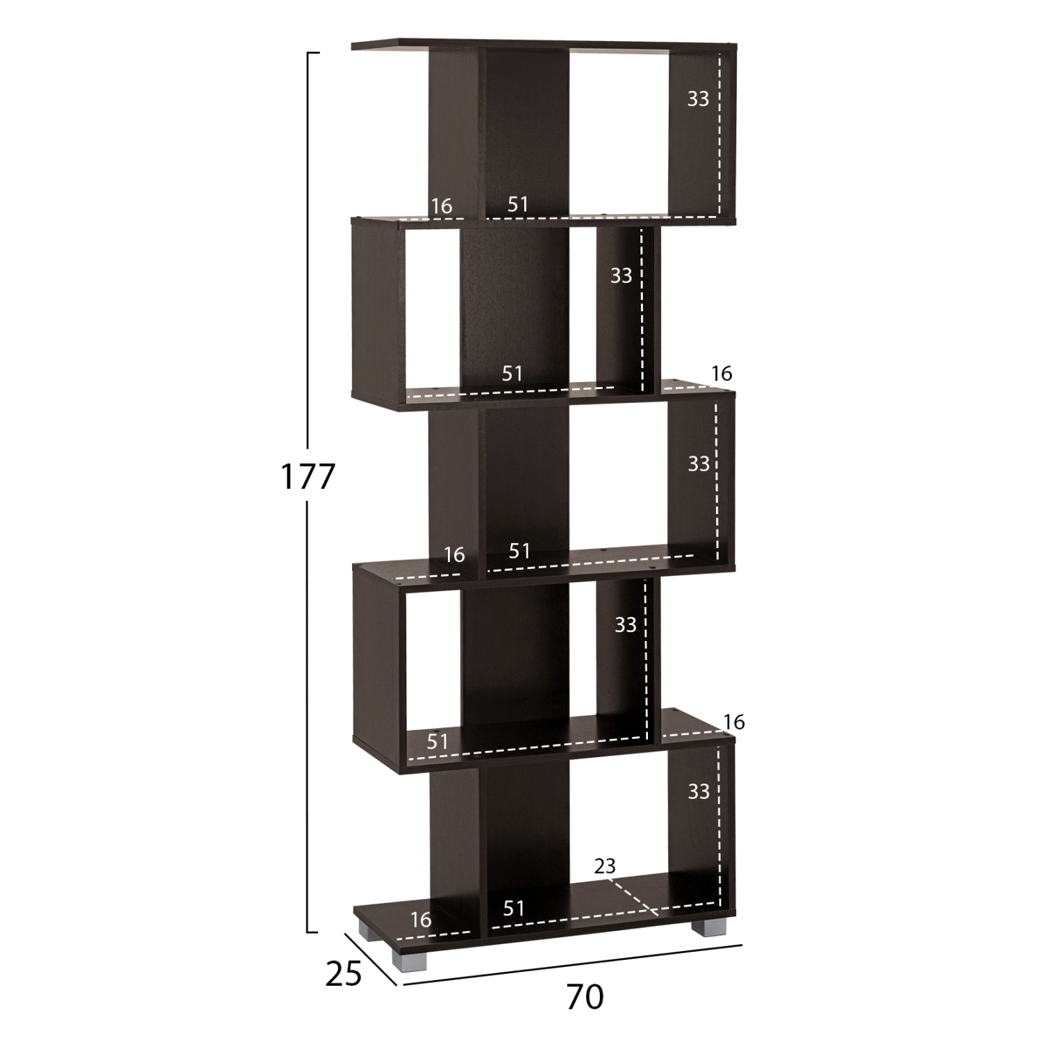 ΒΙΒΛΙΟΘΗΚΗ ΜΕΛΑΜΙΝΗΣ EZIR HM2385.01 ΒΕΓΓΕ 70x25x177Υ εκ. - Pakobazaar