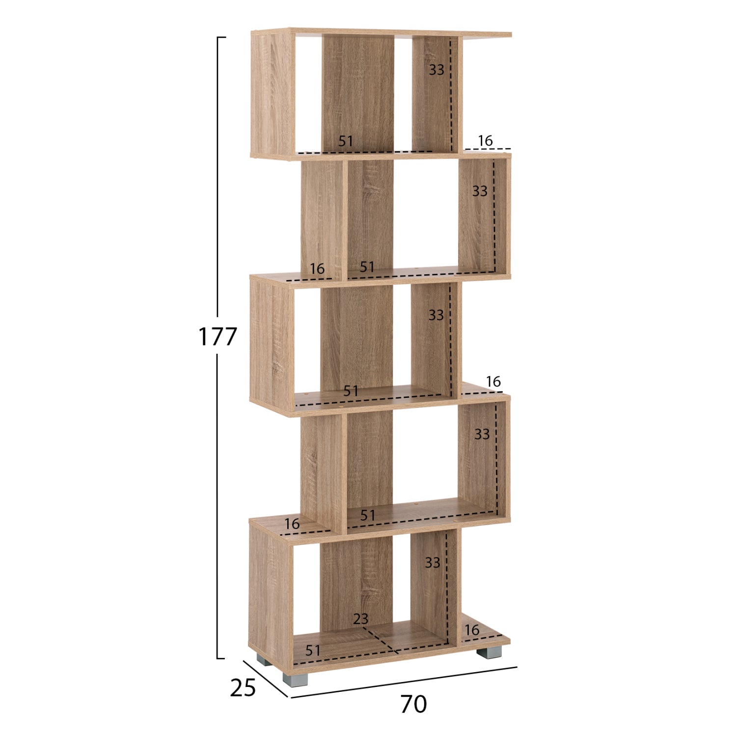 ΒΙΒΛΙΟΘΗΚΗ ΜΕΛΑΜΙΝΗΣ EZIR HM2385.02 SONAMA 70x25x177Υ εκ. - Pakobazaar