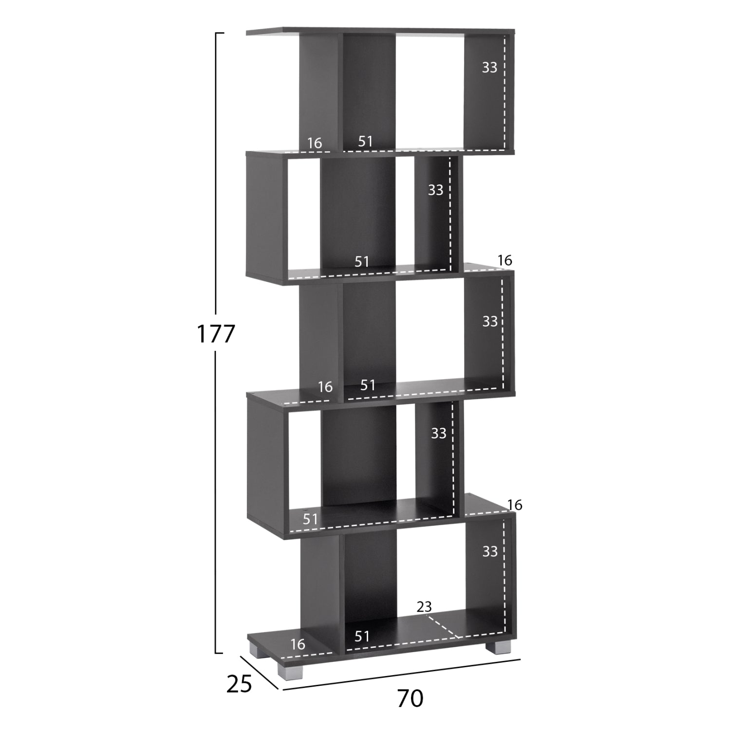 ΒΙΒΛΙΟΘΗΚΗ ΜΕΛΑΜΙΝΗΣ HM2385.10 ΓΚΡΙ 70x25x177Υ εκ. - Pakobazaar