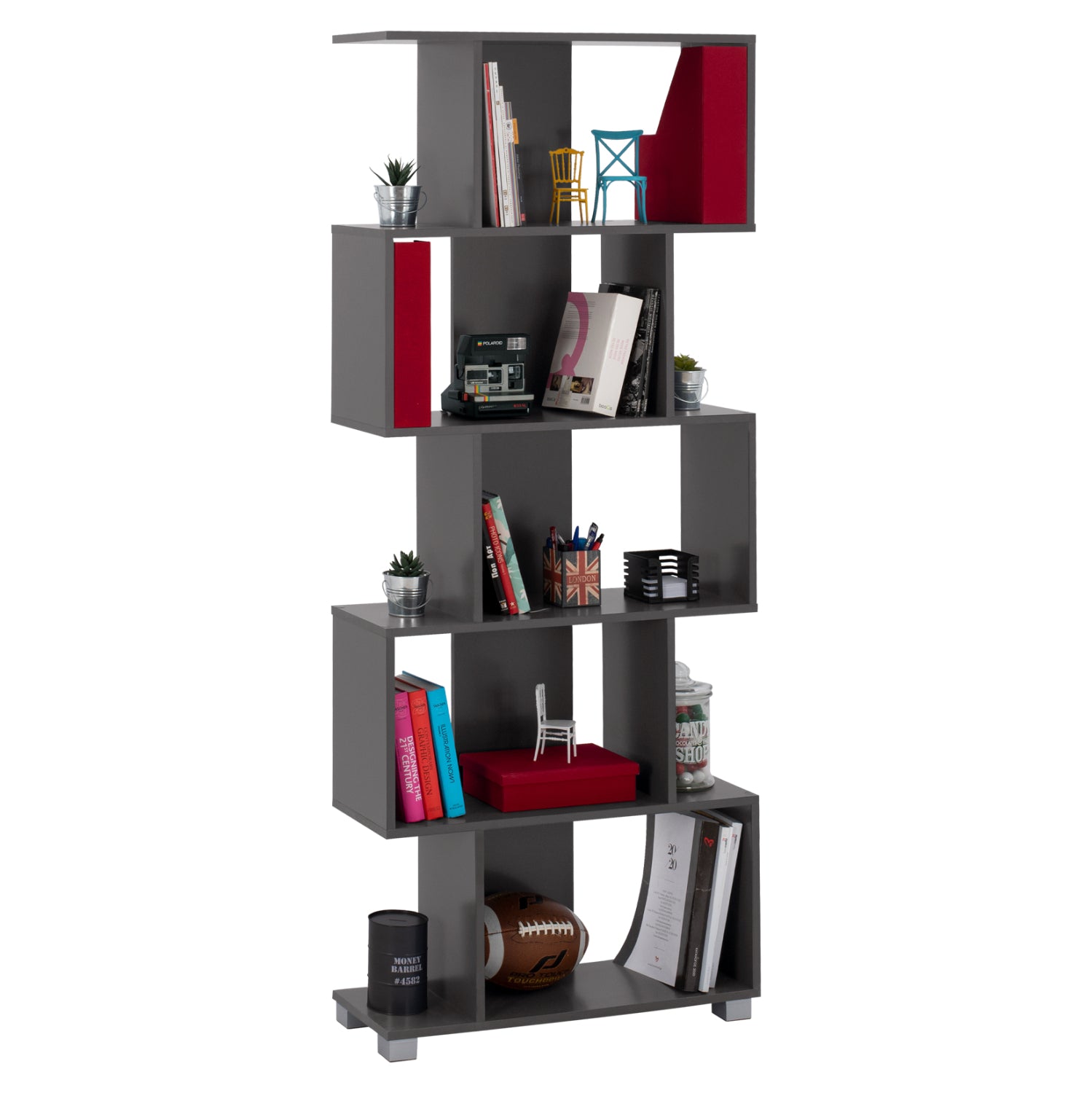 ΒΙΒΛΙΟΘΗΚΗ ΜΕΛΑΜΙΝΗΣ HM2385.10 ΓΚΡΙ 70x25x177Υ εκ. - Pakobazaar