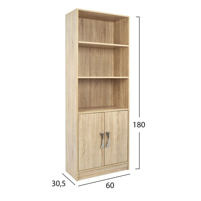 ΒΙΒΛΙΟΘΗΚΗ ΜΕΛΑΜΙΝΗΣ ENSLEY HM2027.03 SONAMA ΜΕ ΧΕΡΟΥΛΙ 60x30x180εκ - Pakobazaar