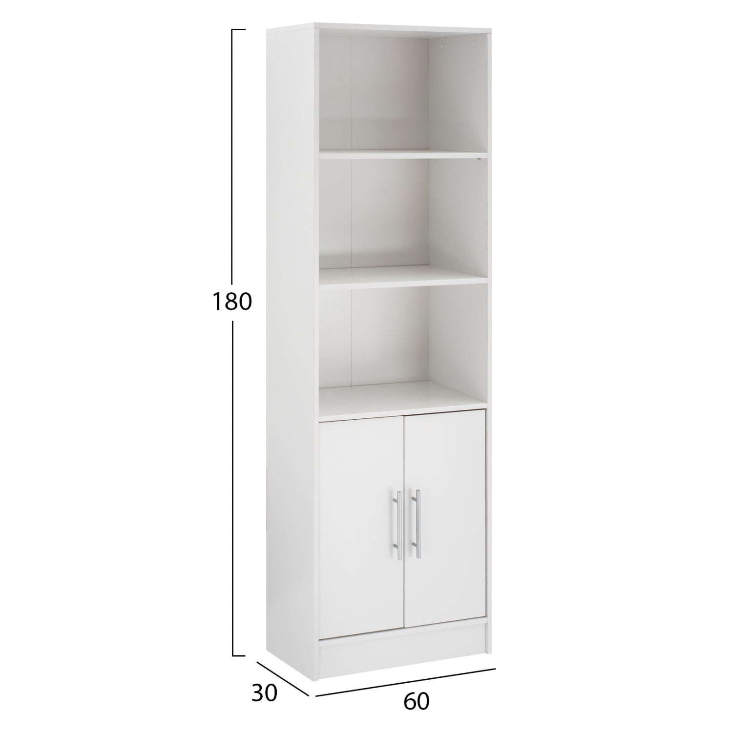 ΒΙΒΛΙΟΘΗΚΗ ΜΕΛΑΜΙΝΗΣ ENSLEY HM2027.05 ΣΕ ΛΕΥΚΗ ΑΠΟΧΡΩΣΗ 60x30x180 εκ. - Pakobazaar