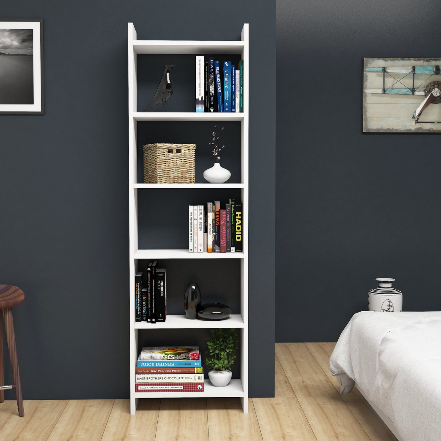 ΒΙΒΛΙΟΘΗΚΗ CLASSIKER HM9226.11 ΜΕΛΑΜΙΝΗΣ ΛΕΥΚH 48,5x22x160Υεκ. - Pakobazaar