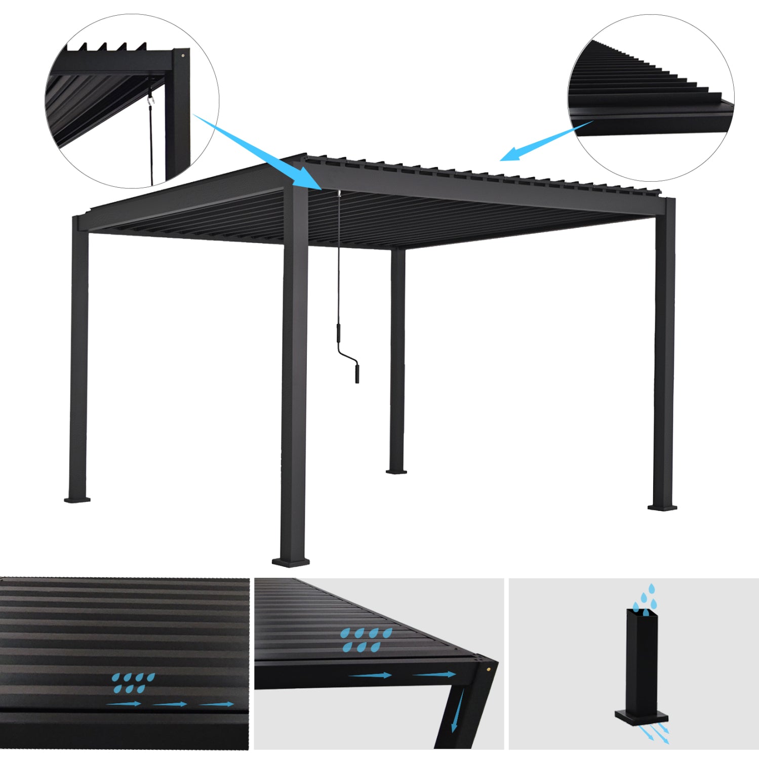 ΒΙΟΚΛΙΜΑΤΙΚΗ ΠΕΡΓΚΟΛΑ ΑΛΟΥΜΙΝΙΟΥ DOMECIL HM6611.01 ΜΕ ΜΕΤΑΛ. ΠΕΡΣΙΔΕΣ--300x300x240Υ - Pakobazaar