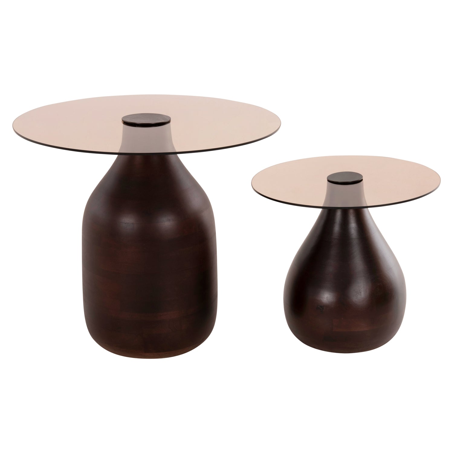 ΒΟΗΘΗΤΙΚΑ ΤΡΑΠΕΖΑΚΙΑ 2ΤΜΧ CHANG HM9668 ΞΥΛΟ MANGO-ΓΥΑΛΙ TOP Φ55x49,5Υ & Φ40x36,5Υεκ. - Pakobazaar