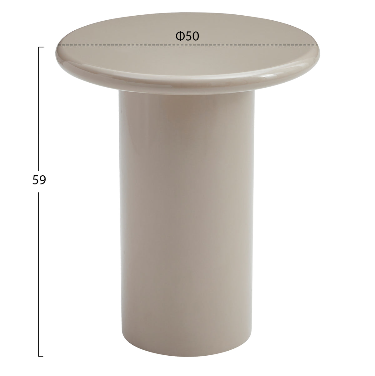 ΒΟΗΘΗΤΙΚΟ ΤΡΑΠΕΖΑΚΙ SOLNA HM18455.05 MDF ΣΕ GLOSSY TAUPE Φ50x59Υεκ - Pakobazaar