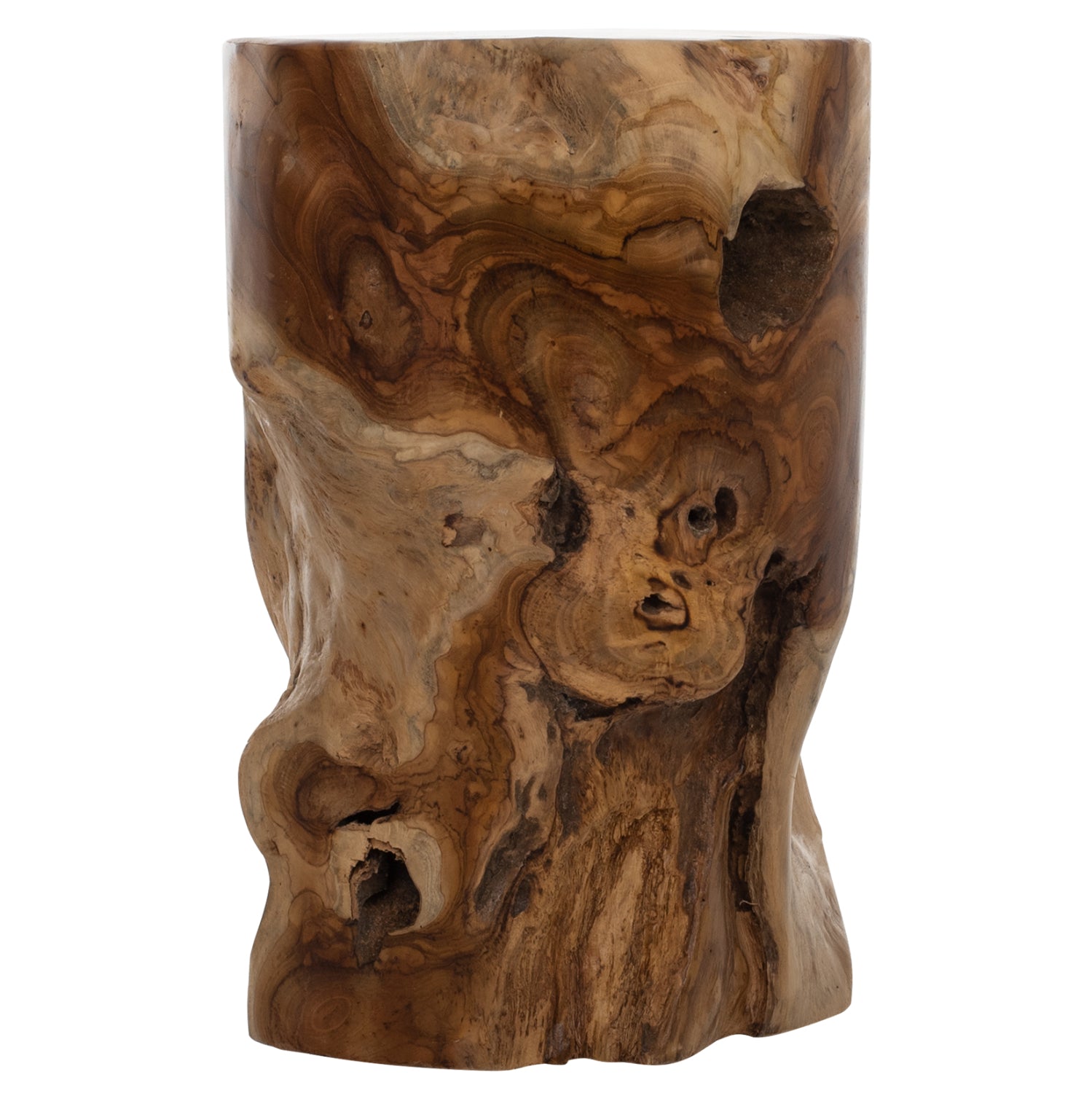 ΒΟΗΘΗΤΙΚΟ ΤΡΑΠΕΖΑΚΙ ΣΤΡΟΓΓΥΛΟ ΑΠΟ ΜΑΣΙΦ ΞΥΛΟ ΤEAK ΦΥΣΙΚΟ Φ30X45Υεκ.HM9350 - Pakobazaar