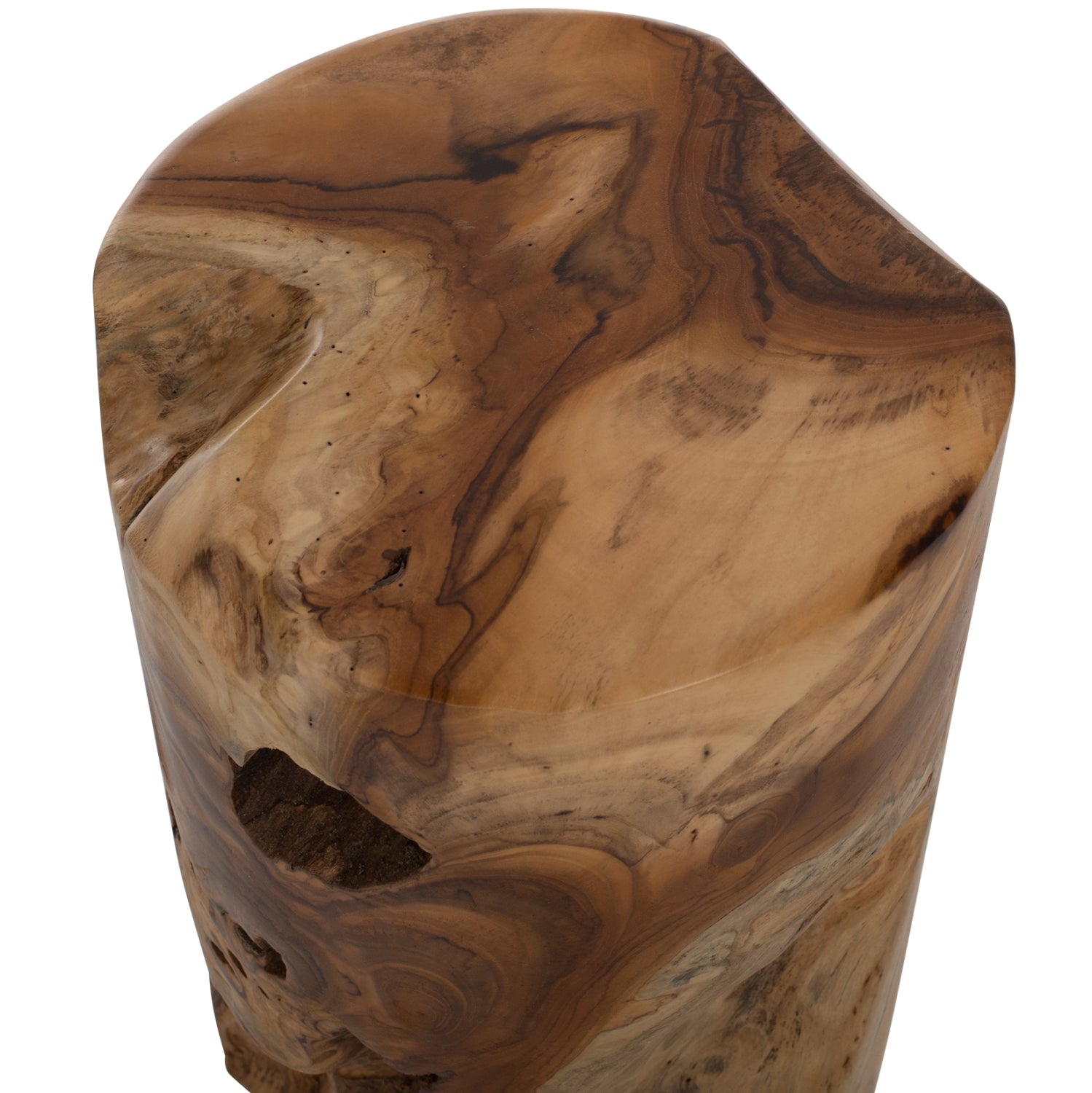 ΒΟΗΘΗΤΙΚΟ ΤΡΑΠΕΖΑΚΙ ΣΤΡΟΓΓΥΛΟ ΑΠΟ ΜΑΣΙΦ ΞΥΛΟ ΤEAK ΦΥΣΙΚΟ Φ30X45Υεκ.HM9350 - Pakobazaar