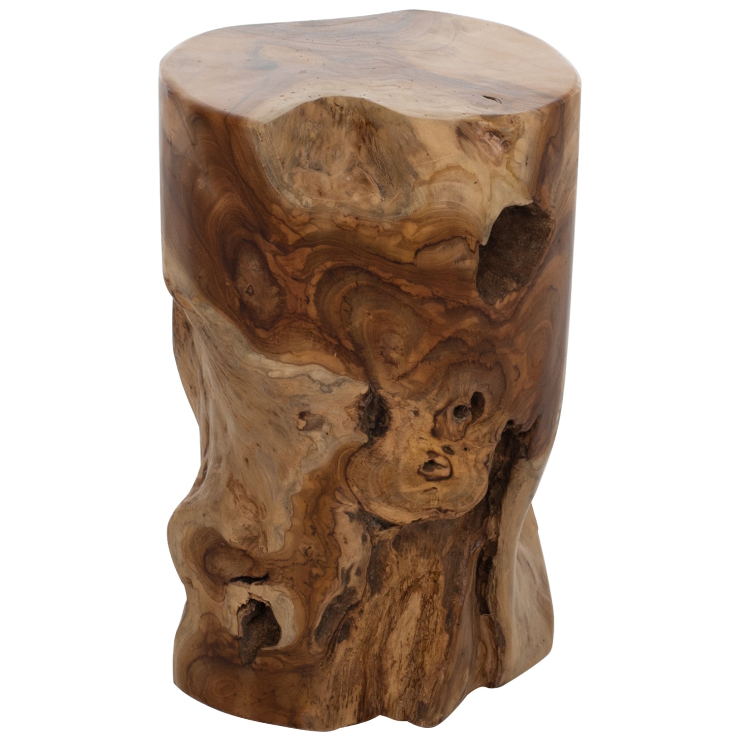 ΒΟΗΘΗΤΙΚΟ ΤΡΑΠΕΖΑΚΙ ΣΤΡΟΓΓΥΛΟ ΑΠΟ ΜΑΣΙΦ ΞΥΛΟ ΤEAK ΦΥΣΙΚΟ Φ30X45Υεκ.HM9350 - Pakobazaar