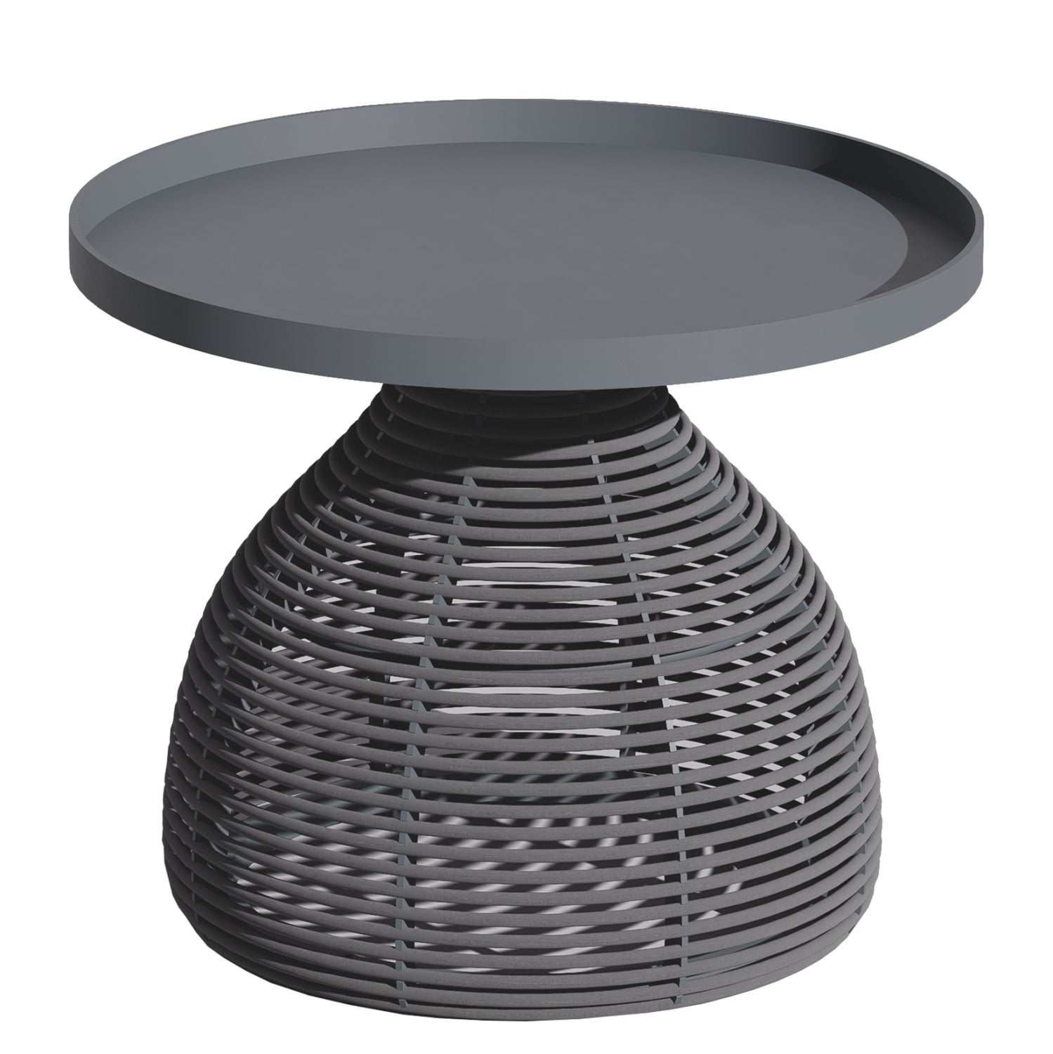 ΒΟΗΘΗΤΙΚΟ ΤΡΑΠΕΖΑΚΙ ΣΤΡΟΓΓΥΛΟ DRISCOLL HM6477.01 ΓΚΡΙ ΑΛΟΥΜΙΝΙΟ & ΣΧΟΙΝΙ Φ55x45Υεκ. - Pakobazaar