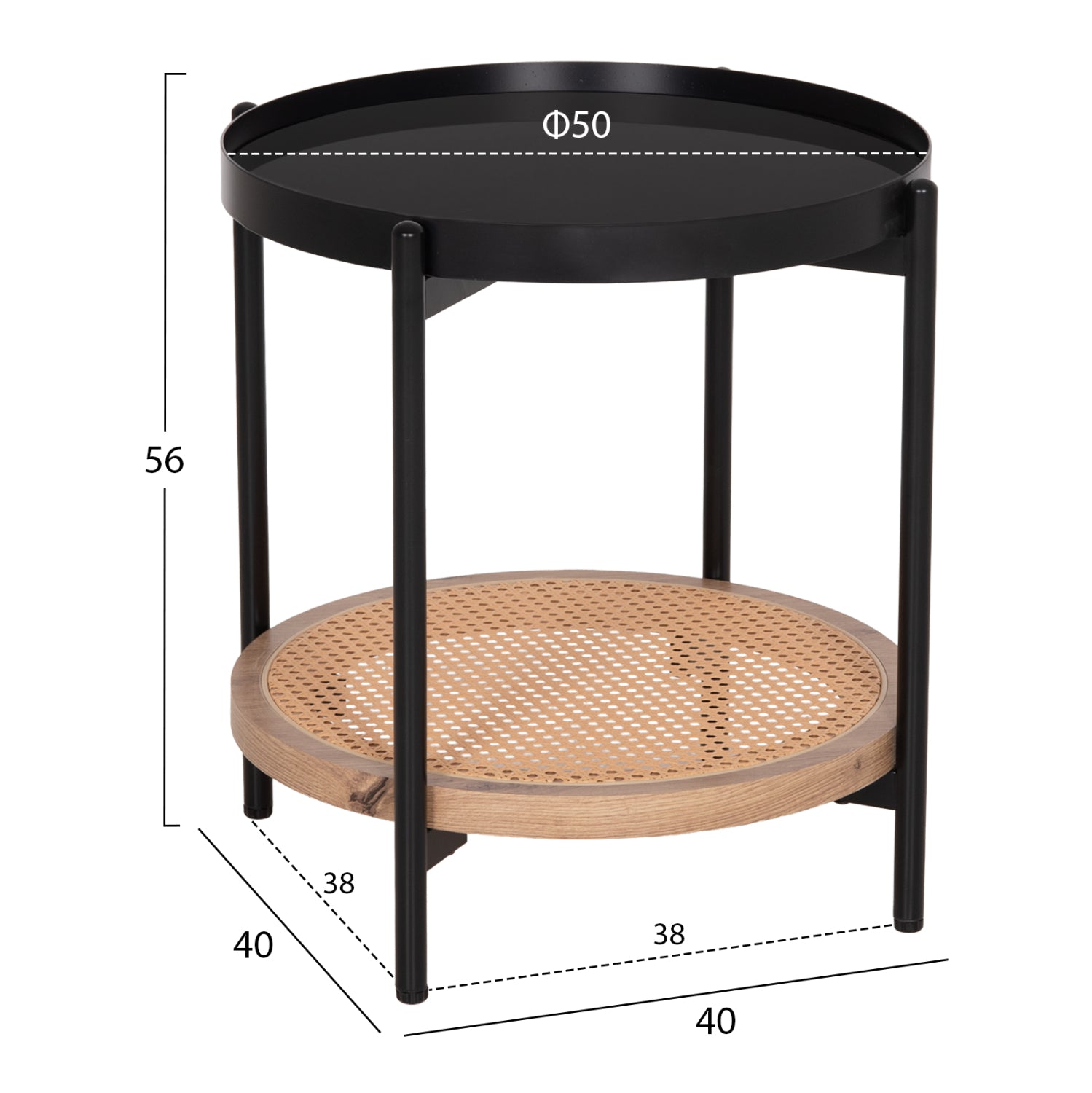 ΒΟΗΘΗΤΙΚΟ ΤΡΑΠΕΖΙ SEITZ HM18031 ΓΥΑΛΙ TOP-ΜΕΤΑΛΛΟ-RATTAN ΣΕ ΦΥΣΙΚΟ Φ50x56Υεκ. - Pakobazaar