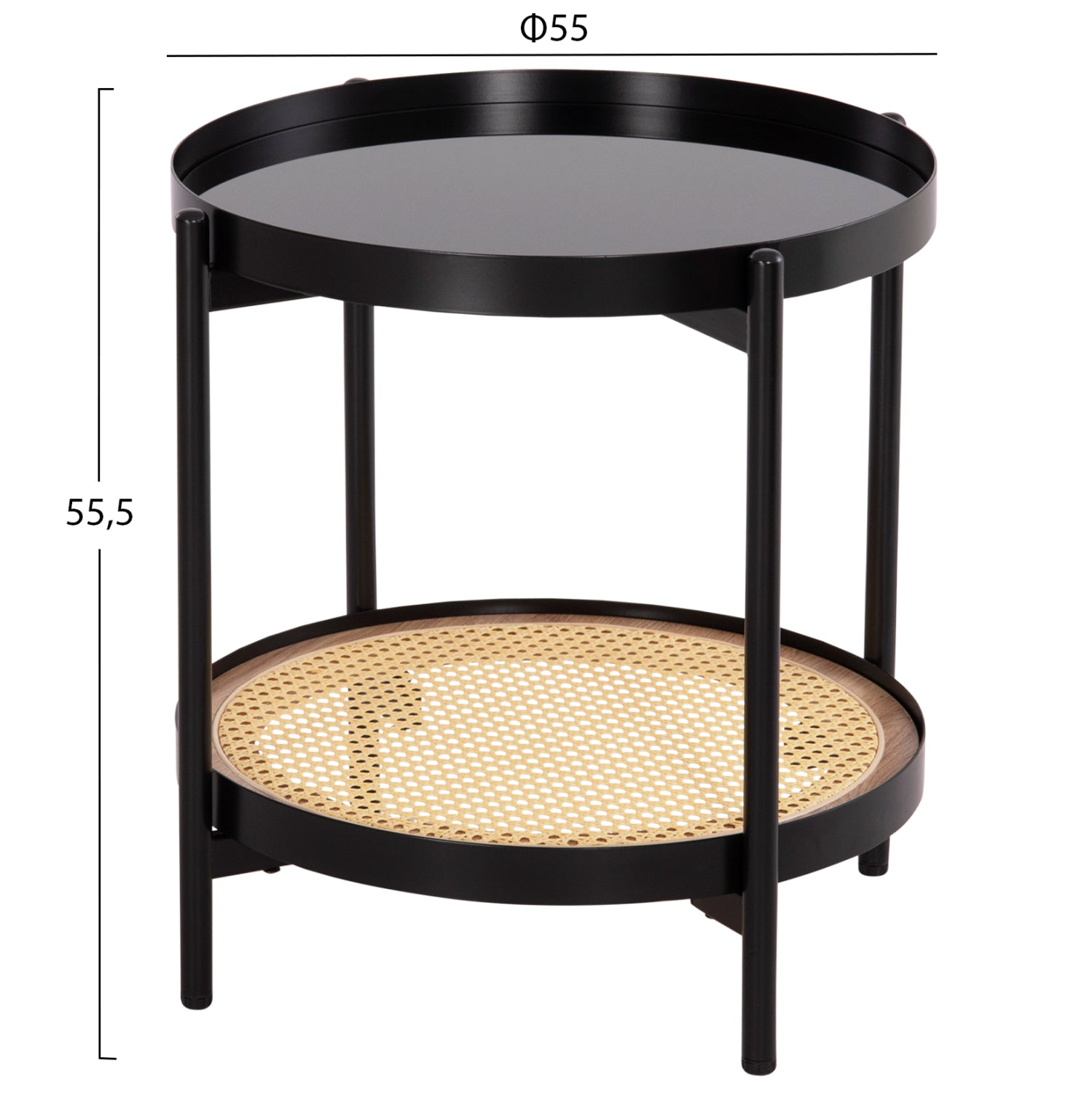 ΒΟΗΘΗΤΙΚΟ ΤΡΑΠΕΖΙ SEITZ HM18031 ΓΥΑΛΙ TOP-ΜΕΤΑΛΛΟ-RATTAN ΣΕ ΦΥΣΙΚΟ Φ50x55,5Υεκ. - Pakobazaar