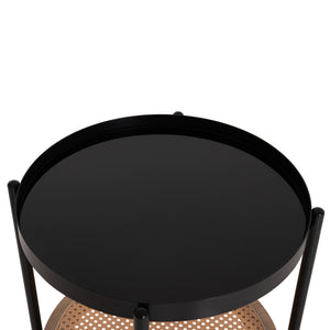 ΒΟΗΘΗΤΙΚΟ ΤΡΑΠΕΖΙ SEITZ HM18031 ΓΥΑΛΙ TOP-ΜΕΤΑΛΛΟ-RATTAN ΣΕ ΦΥΣΙΚΟ Φ50x56Υεκ. - Pakobazaar
