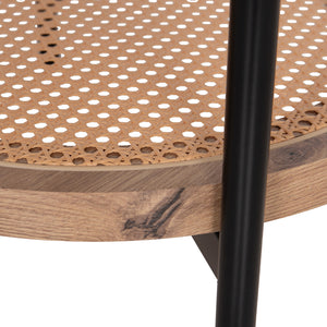ΒΟΗΘΗΤΙΚΟ ΤΡΑΠΕΖΙ SEITZ HM18031 ΓΥΑΛΙ TOP-ΜΕΤΑΛΛΟ-RATTAN ΣΕ ΦΥΣΙΚΟ Φ50x56Υεκ. - Pakobazaar
