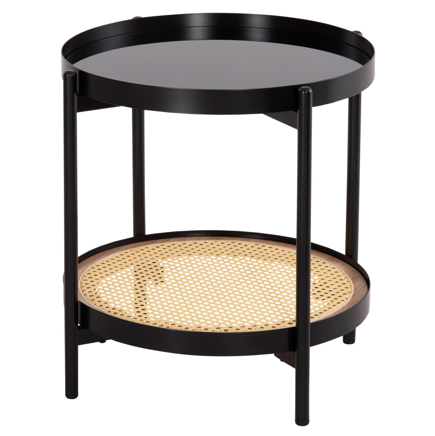 ΒΟΗΘΗΤΙΚΟ ΤΡΑΠΕΖΙ SEITZ HM18031 ΓΥΑΛΙ TOP-ΜΕΤΑΛΛΟ-RATTAN ΣΕ ΦΥΣΙΚΟ Φ50x55,5Υεκ. - Pakobazaar