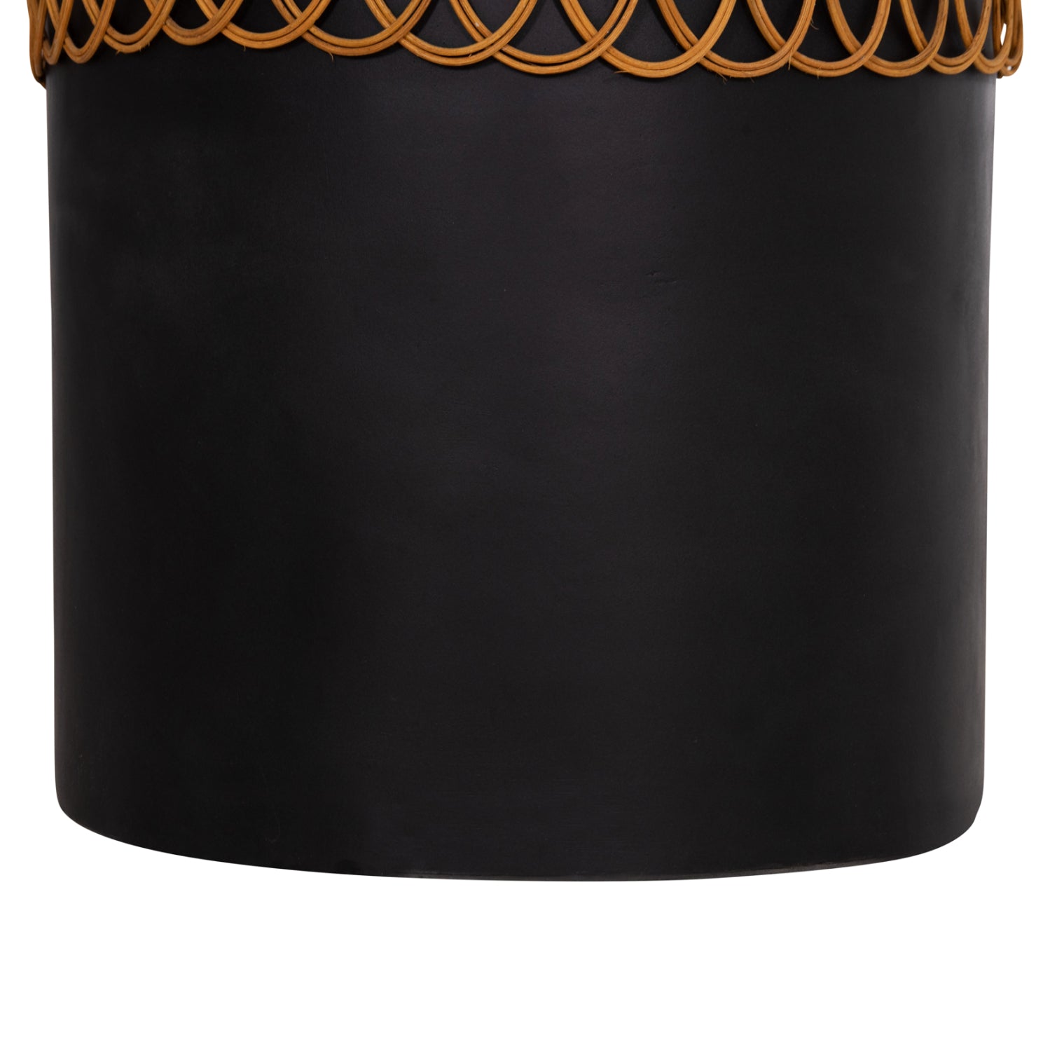 ΒΟΗΘΗΤΙΚΟ ΤΡΑΠΕΖΙ PRILEP HM18159.01 FIBER CEMENT ΜΑΥΡΟ & RATTAN--Φ60x76,5Υεκ - Pakobazaar