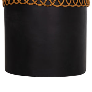 ΒΟΗΘΗΤΙΚΟ ΤΡΑΠΕΖΙ PRILEP HM18159.01 FIBER CEMENT ΜΑΥΡΟ & RATTAN--Φ60x76,5Υεκ - Pakobazaar