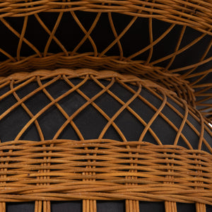 ΒΟΗΘΗΤΙΚΟ ΤΡΑΠΕΖΙ PRILEP HM18159.01 FIBER CEMENT ΜΑΥΡΟ & RATTAN--Φ60x76,5Υεκ - Pakobazaar