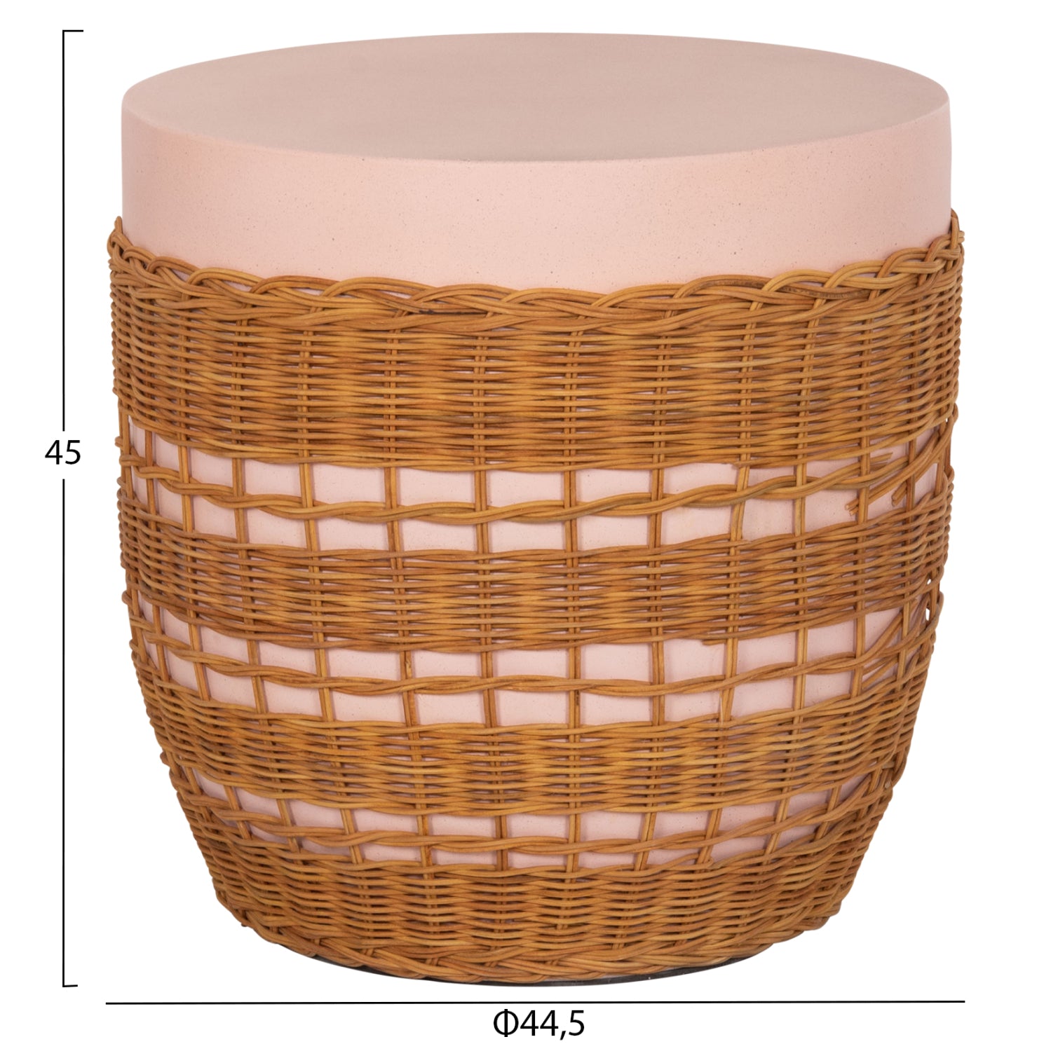 ΒΟΗΘΗΤΙΚΟ ΤΡΑΠΕΖΙ VILHENA HM18166 FIBER CEMENT ΡΟΖ-RATTAN ΦΥΣΙΚΟ Φ44.5x45Υεκ. - Pakobazaar