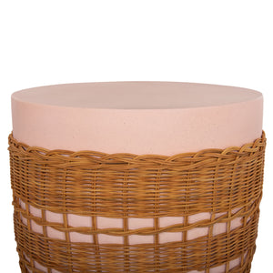ΒΟΗΘΗΤΙΚΟ ΤΡΑΠΕΖΙ VILHENA HM18166 FIBER CEMENT ΡΟΖ-RATTAN ΦΥΣΙΚΟ Φ44.5x45Υεκ. - Pakobazaar