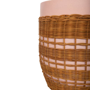 ΒΟΗΘΗΤΙΚΟ ΤΡΑΠΕΖΙ VILHENA HM18166 FIBER CEMENT ΡΟΖ-RATTAN ΦΥΣΙΚΟ Φ44.5x45Υεκ. - Pakobazaar